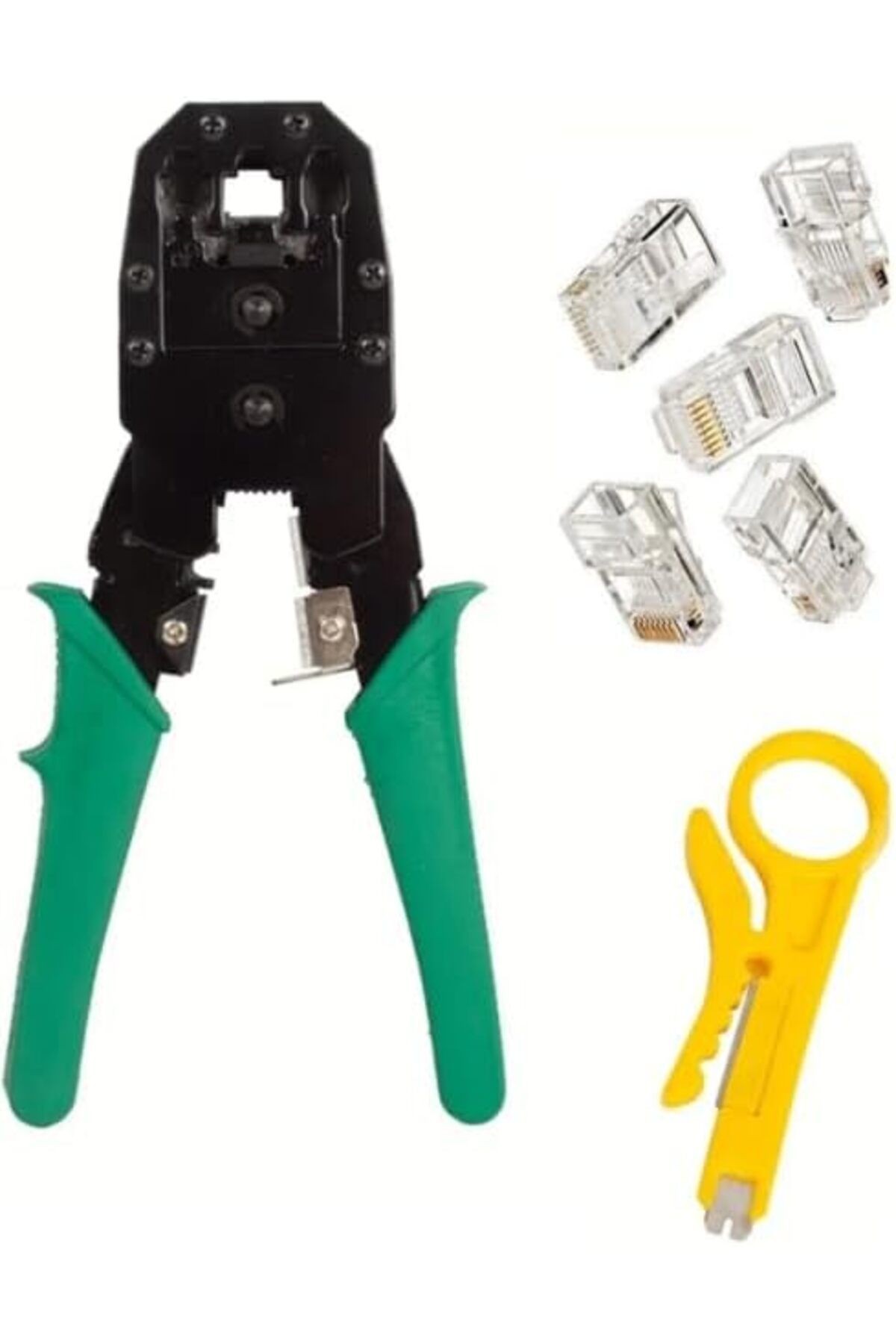 STOREMAX Rom RJ11 RJ9 Jack Telefon Data Kablosu Sıkma Çakma Pensesi + Kablo Soyucusu +100 Adet RJ45 Jack Se