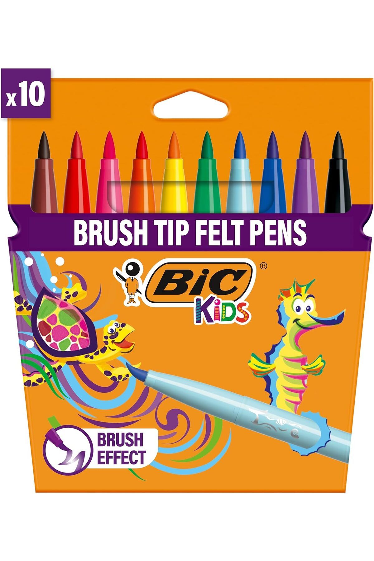 STOREMAX Sbl Kids Visaquarelle Fırça Uçlu Boya Kalemi 10 Renk, Fırça Başlı Esnek ve Yumuşak Uç, Yık