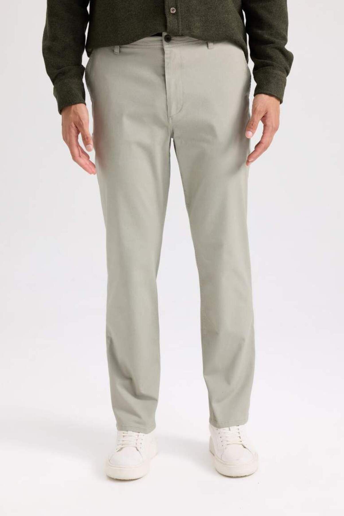 DeFacto Yeni Sezon Regular Fit Normal Kesim Yazlık Düz Paça Chino Kanvas Pantolon