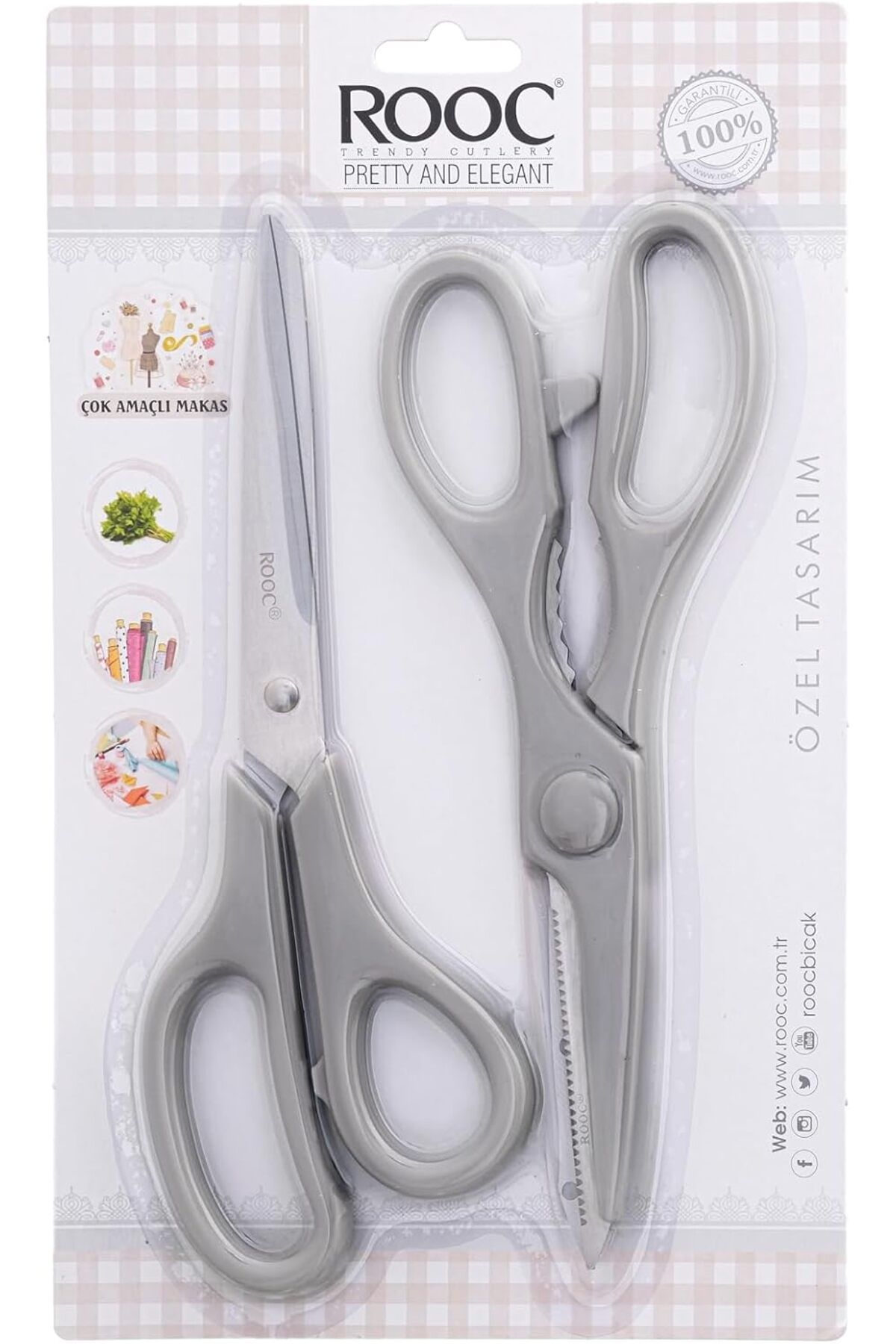 STOREMAX SRT Premium Serisi Ergonomik Saplı Çelik Gıdaya Temasa Uygun 2'li Mutfak Makası, Gri FxYM 112690