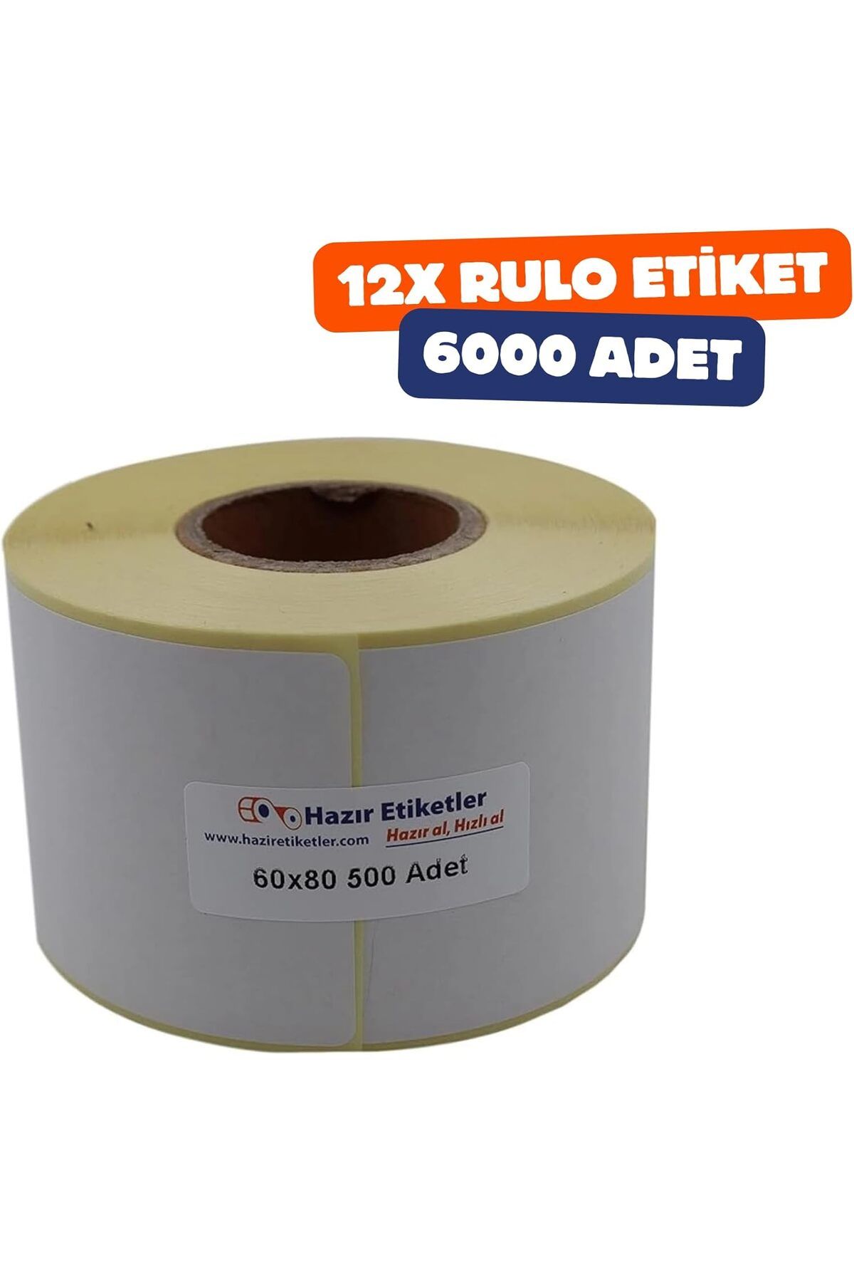 STOREMAX ELZ Etiket 60mm x 80mm Ruloda 500 Toplamda 12 Rulo 6000 Adet 40mm Kuka Çapında Baskısız Barkod Y