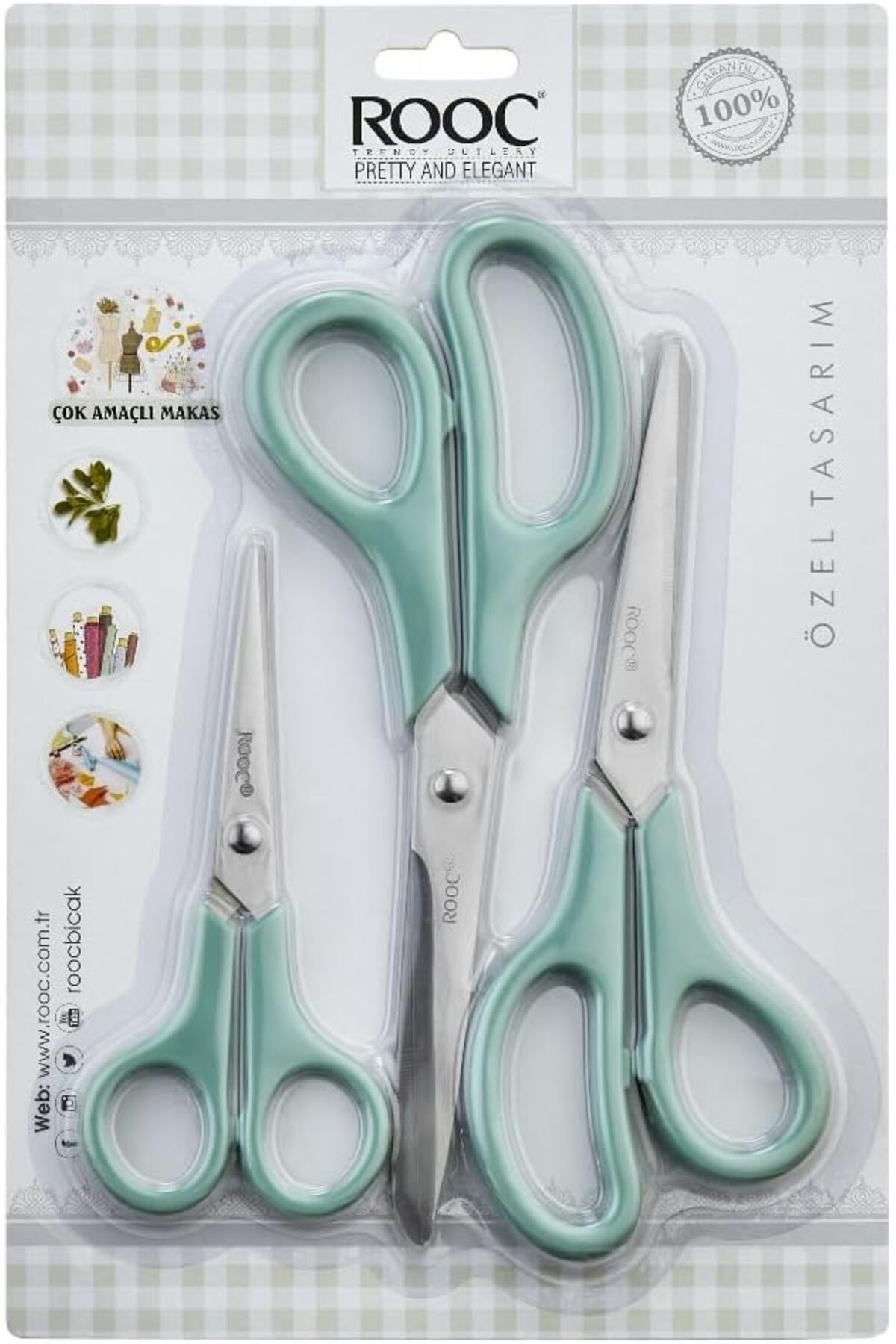 STOREMAX ELZ Premium Serisi Ergonomik Saplı Çelik Gıdaya Temasa Uygun 3'lü set Mutfak Makası, Mavi FRNTR