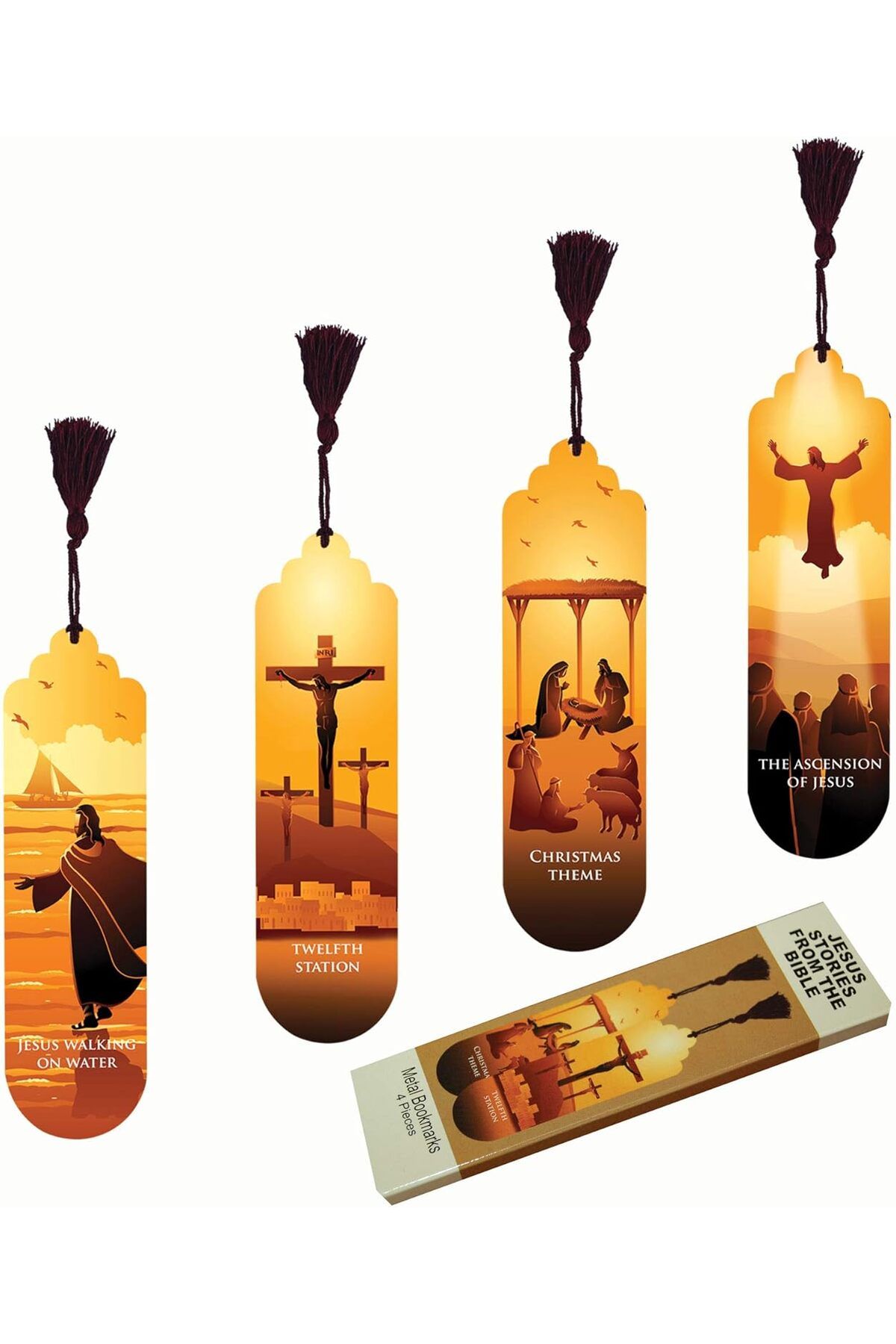Mu Art Ahşap Mrt Gift Hediyelik Metal Püsküllü Kitap Ayracı Seti (Jesus stories from the bible) Art 871301