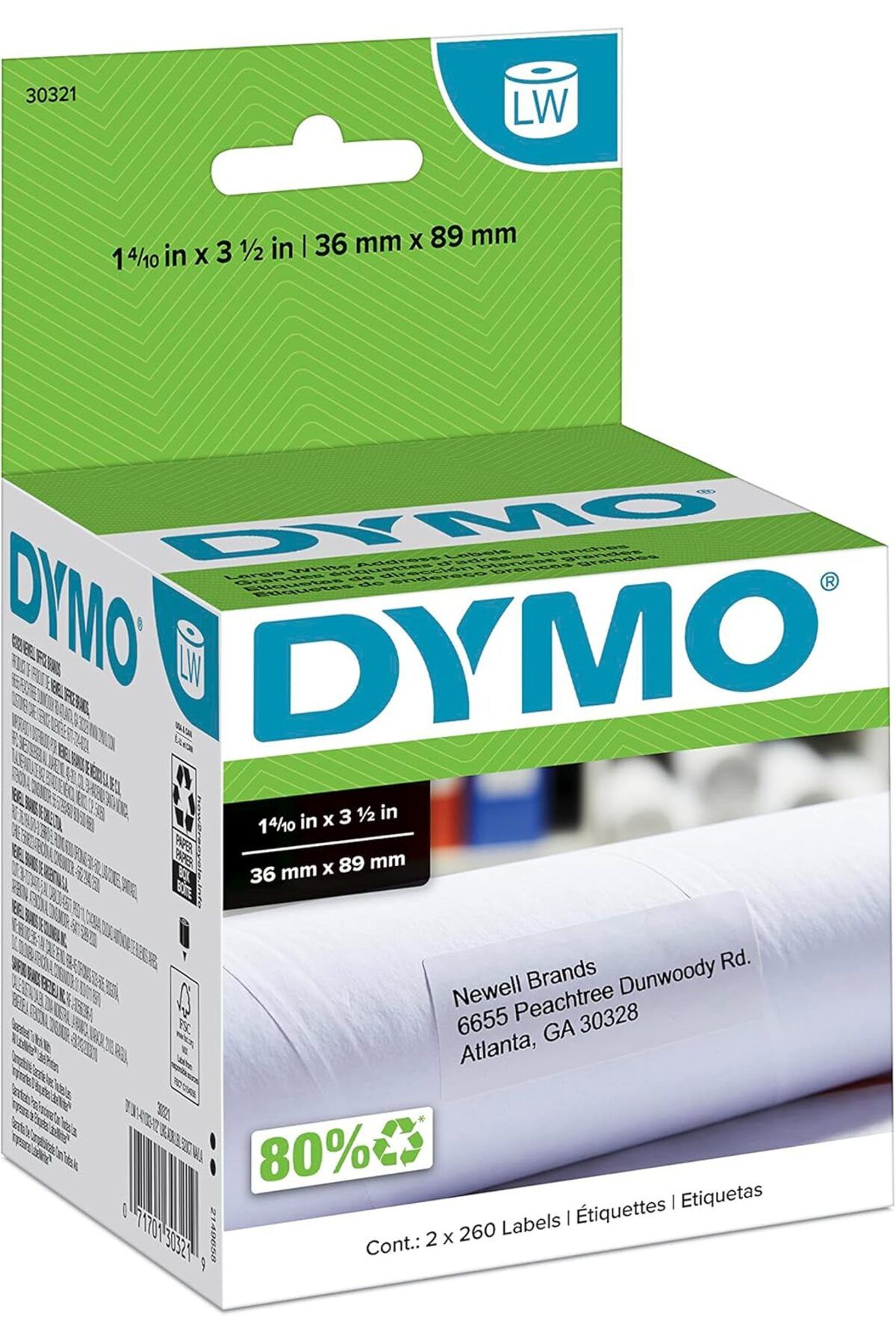 STOREMAX LabelWriter Etiket Yazıcıları için LW Büyük Posta Adresi Etiketleri, Beyaz, 1-4/10'' x 3-1/2'