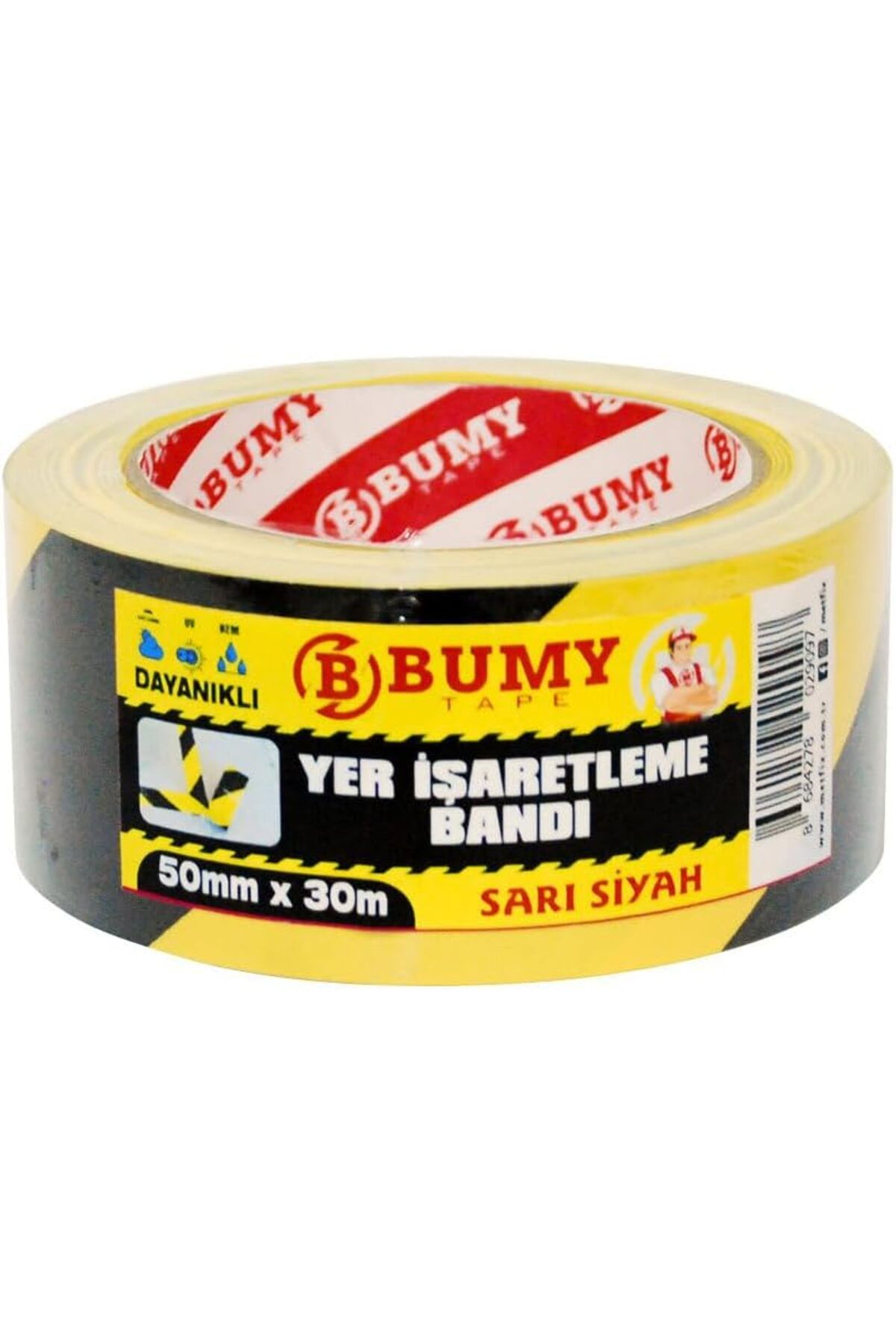 Mu Art Ahşap Mrt YER İŞARETLEME BANDI SARI - SİYAH / 50 MM X 30 MT Art 871301