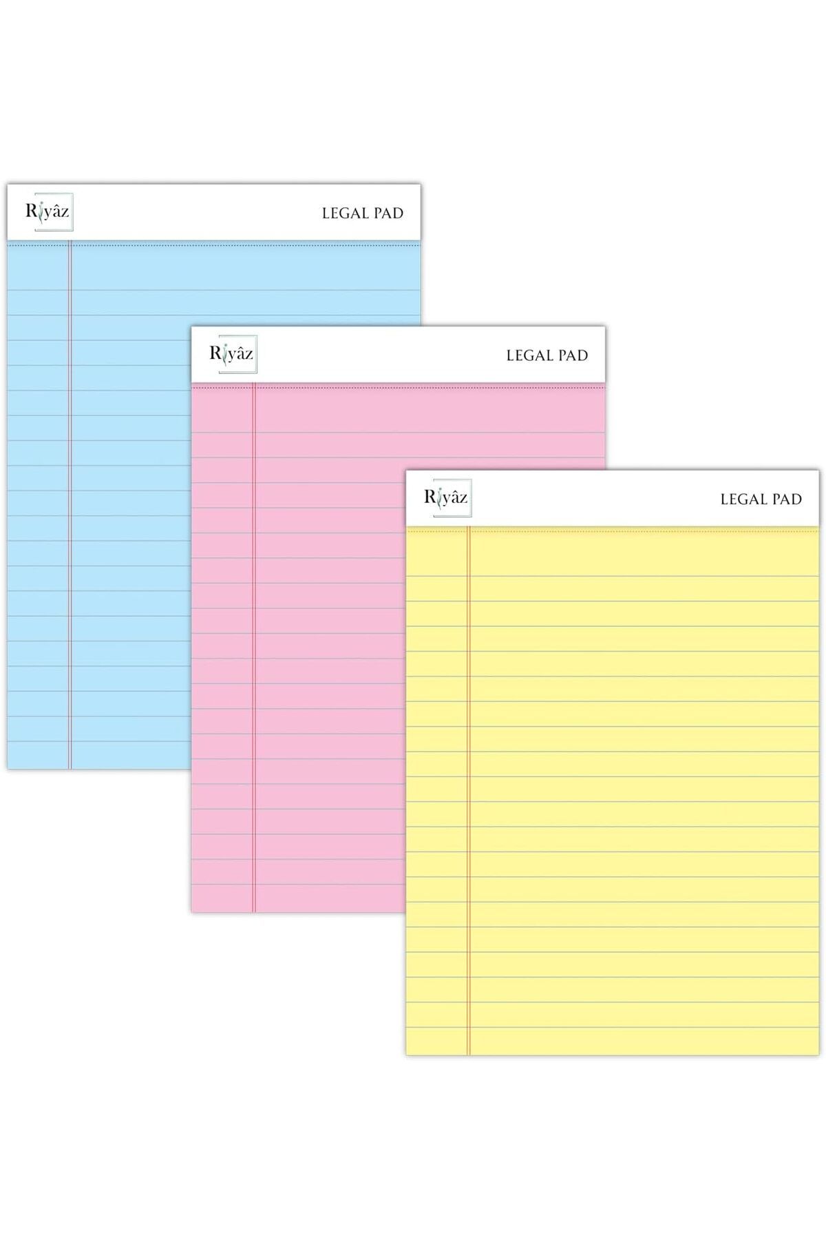 STOREMAX SRT A5 Boyut, 3 farklı renkli Legal Pad, Notluk, Notepad, Defter, Herbiri 50 Yaprak, Geniş Satır