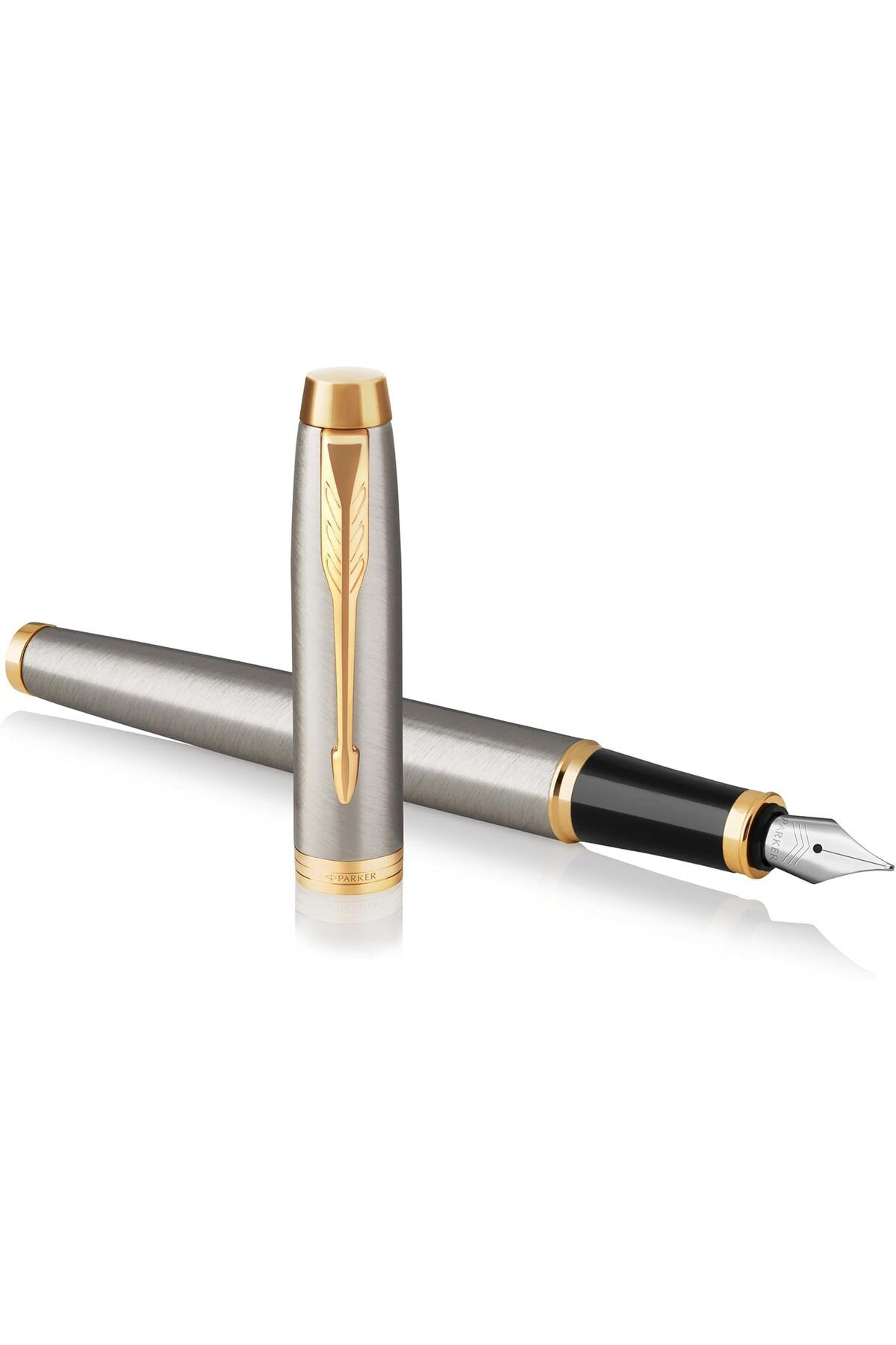 LUXE Im Brushed Metal Altın Tasarımlı Dolma Kalem, Orta Kalınlıkta Uç, Mavi Mürekkep (1931656) LX