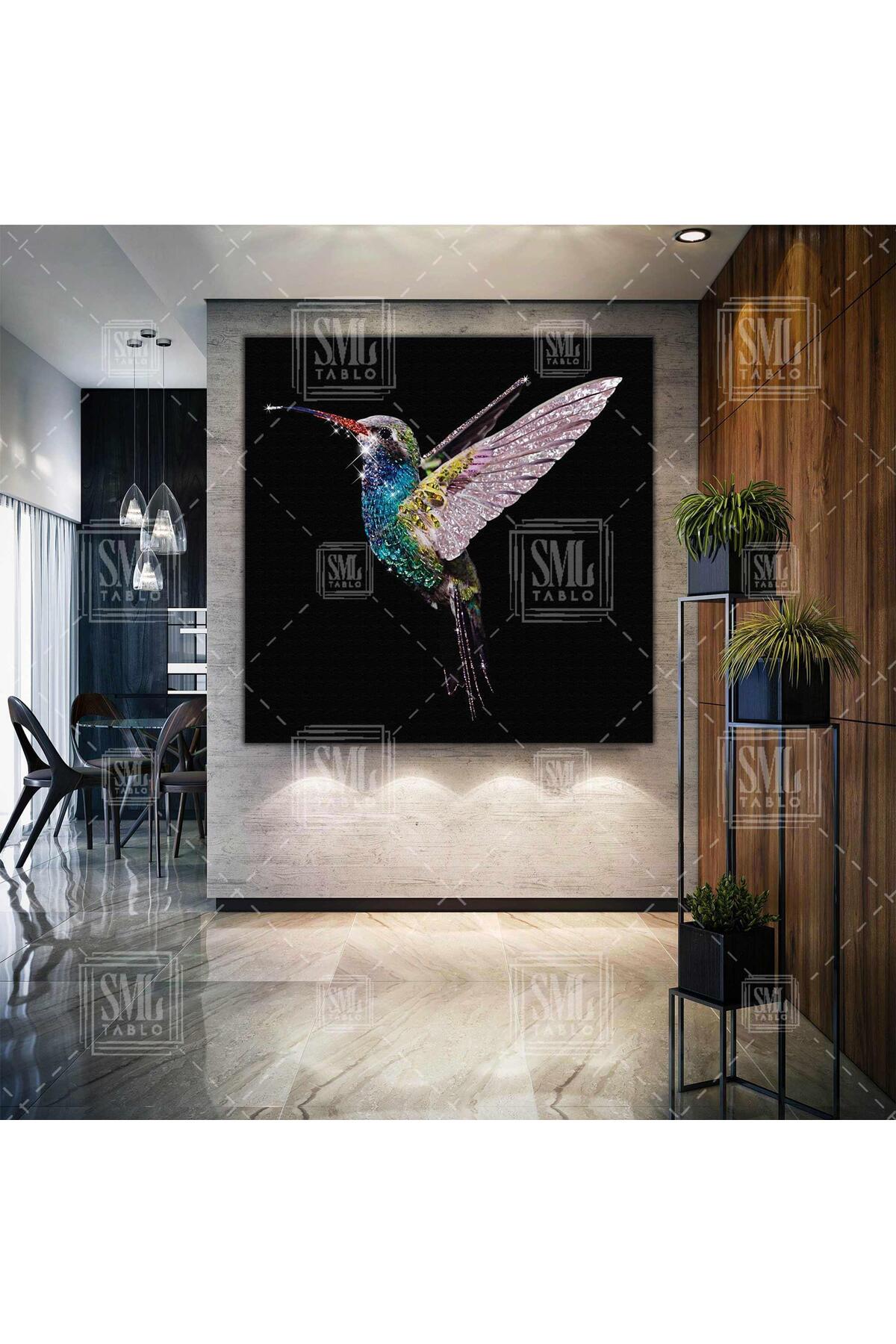 Colorful Hummingbird Nature Macro Shooting Animal Square Canvas Painting