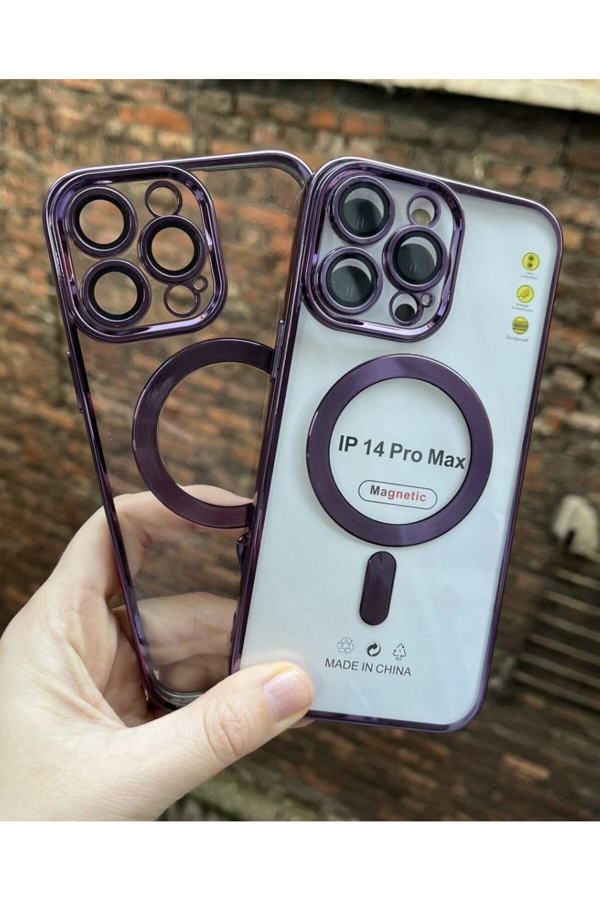 STOREMAX Sbl aks iphone 13 pro max için kablosuz şarj ile uyumlu, kamera lens korumalı lazer kılıf mor S