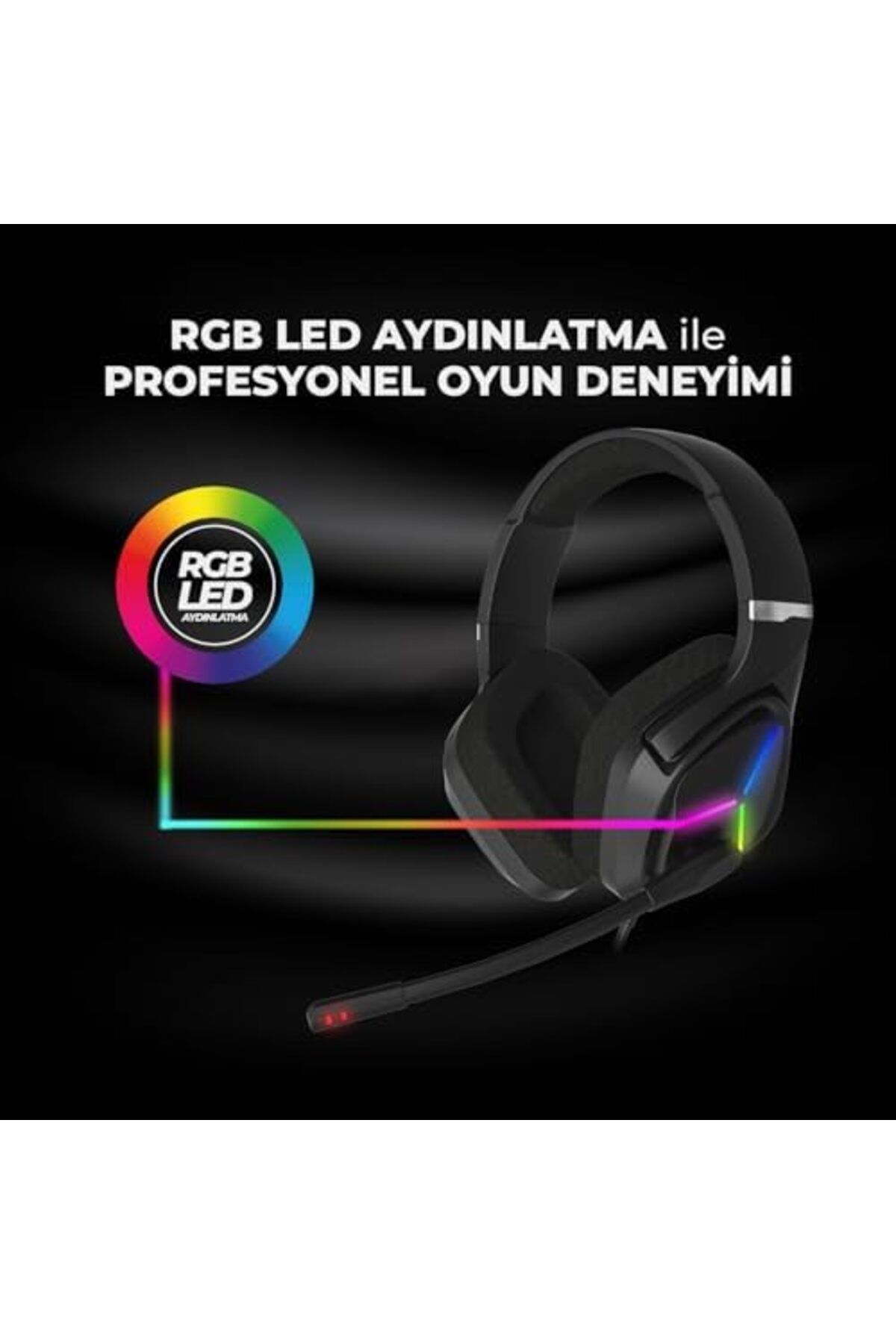 STOREMAX ELZ Lecoo Ht406 3.5mm Jack+Usb Kulak Üstü Rgb Led Aydınlatmalı, 50mm, 100db Ses Sürücüleri As