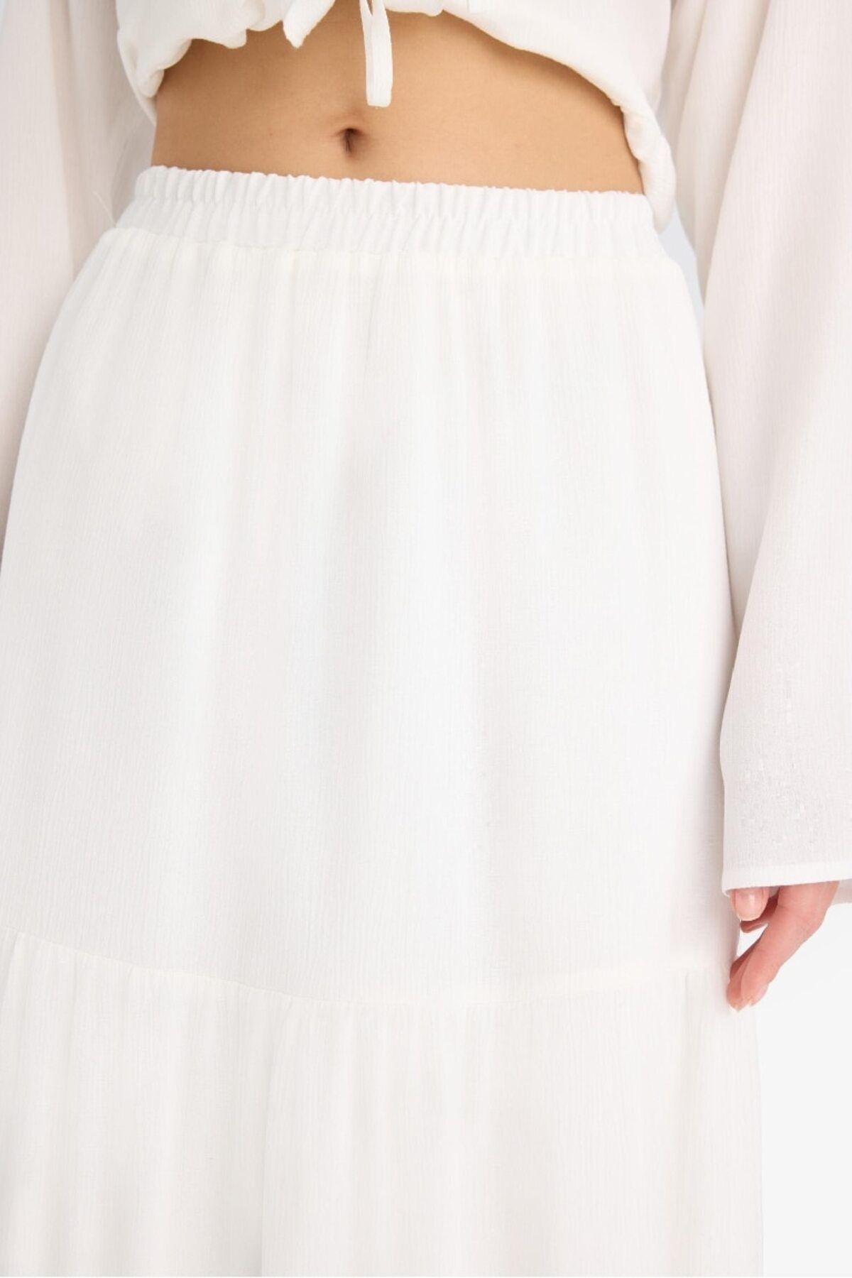 DeFacto-Ψηλόμεση βαμβακερή φούστα Crinkle Viscose Maxi D5033ax25sm 6