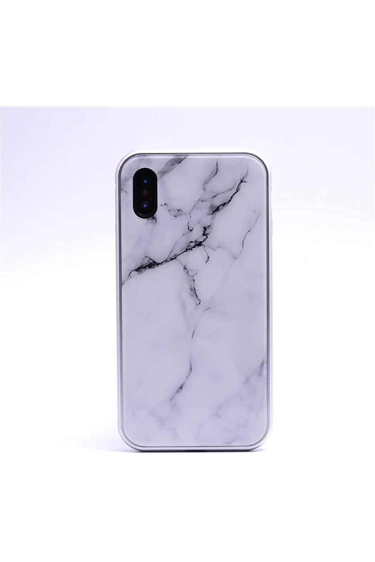STOREMAX ELZ iPhone XS Max ile Uyumlu 6.5 Mermerli Devrim Beyaz Cep Telefonu Kılıfı FRNTR 1127478