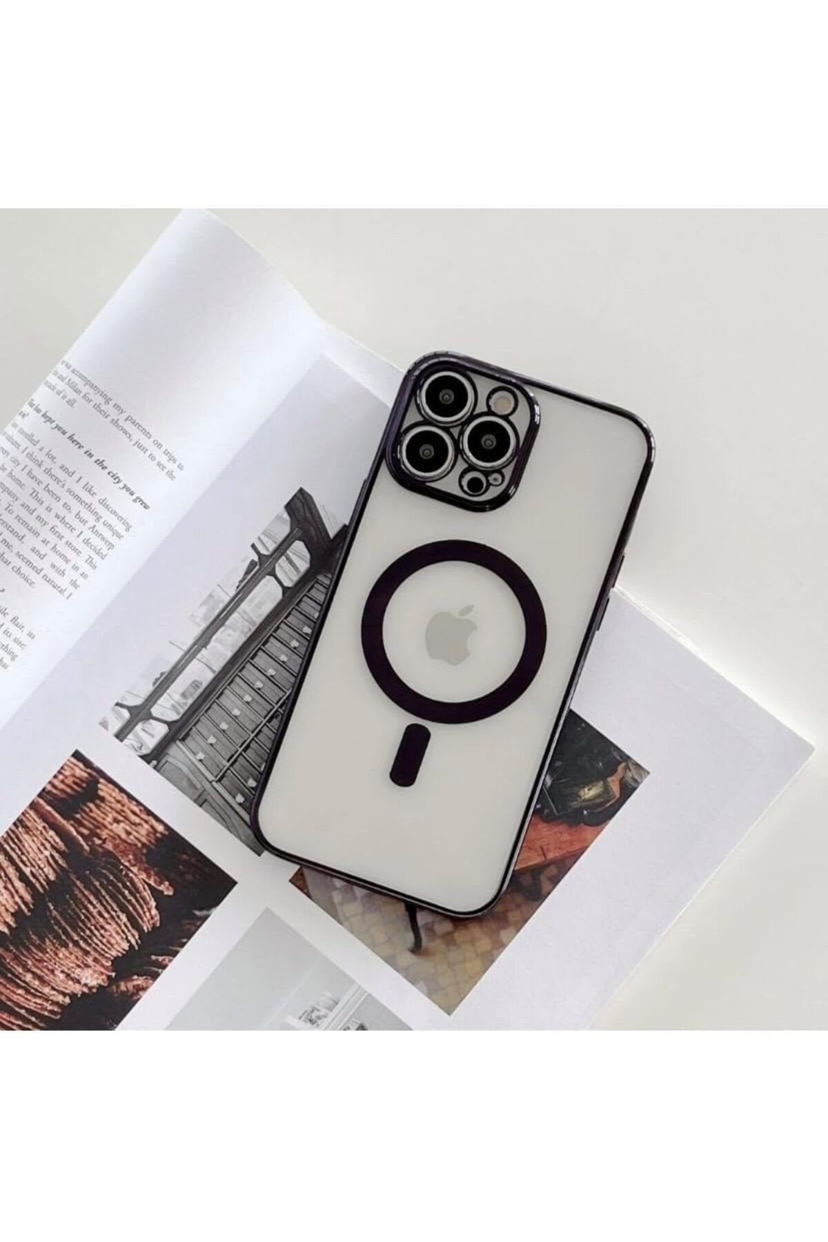 STOREMAX Rom aks iphone 13 pro için kablosuz şarj ile uyumlu, kamera lens korumalı lazer kılıf siyah Rom