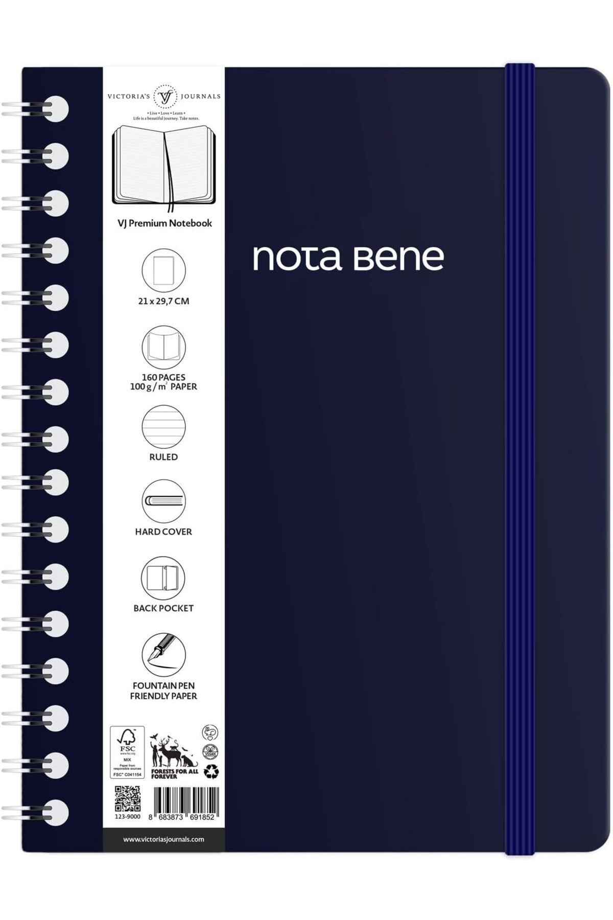 Mu Art Ahşap Mrt Bene Spiralli Premium Sert Kapak Defter, 21x29,7 cm, Çizgili Art 871301