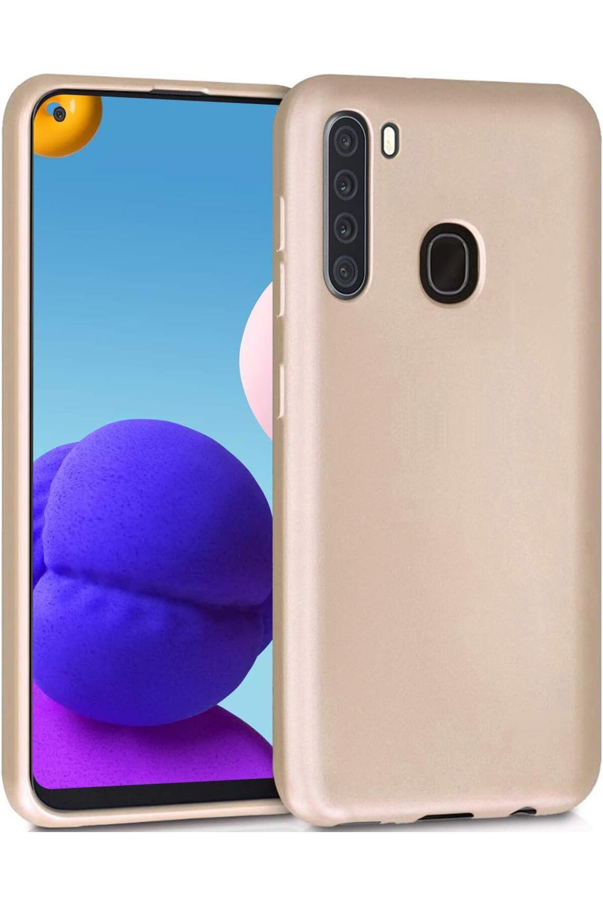 STOREMAX ELZ Galaxy A21 Kılıf Ultra İnce Renkli Silikon Kapak Gold FRNTR 1127478