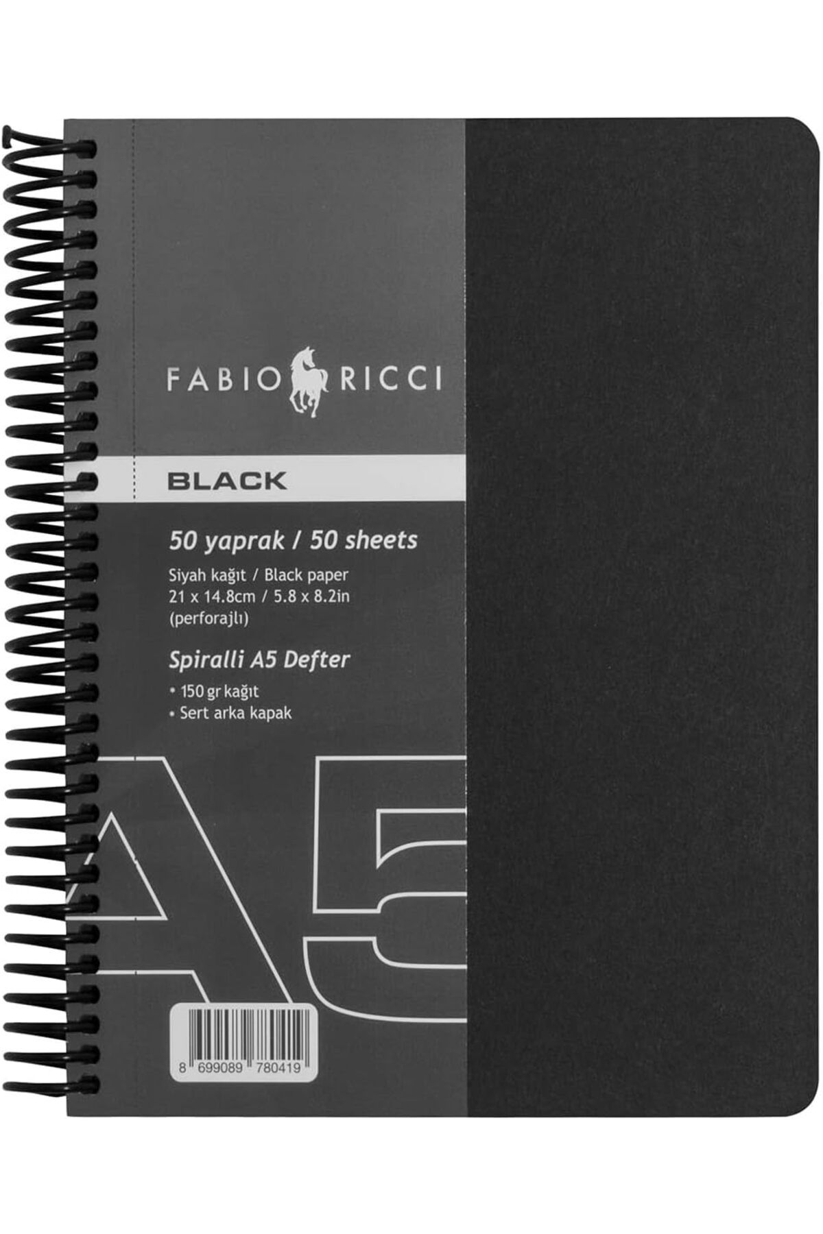 LUXE Ricci Black A5 14,8x21 cm Siyah Spiralli Çizim Defteri LXSHP 1055529