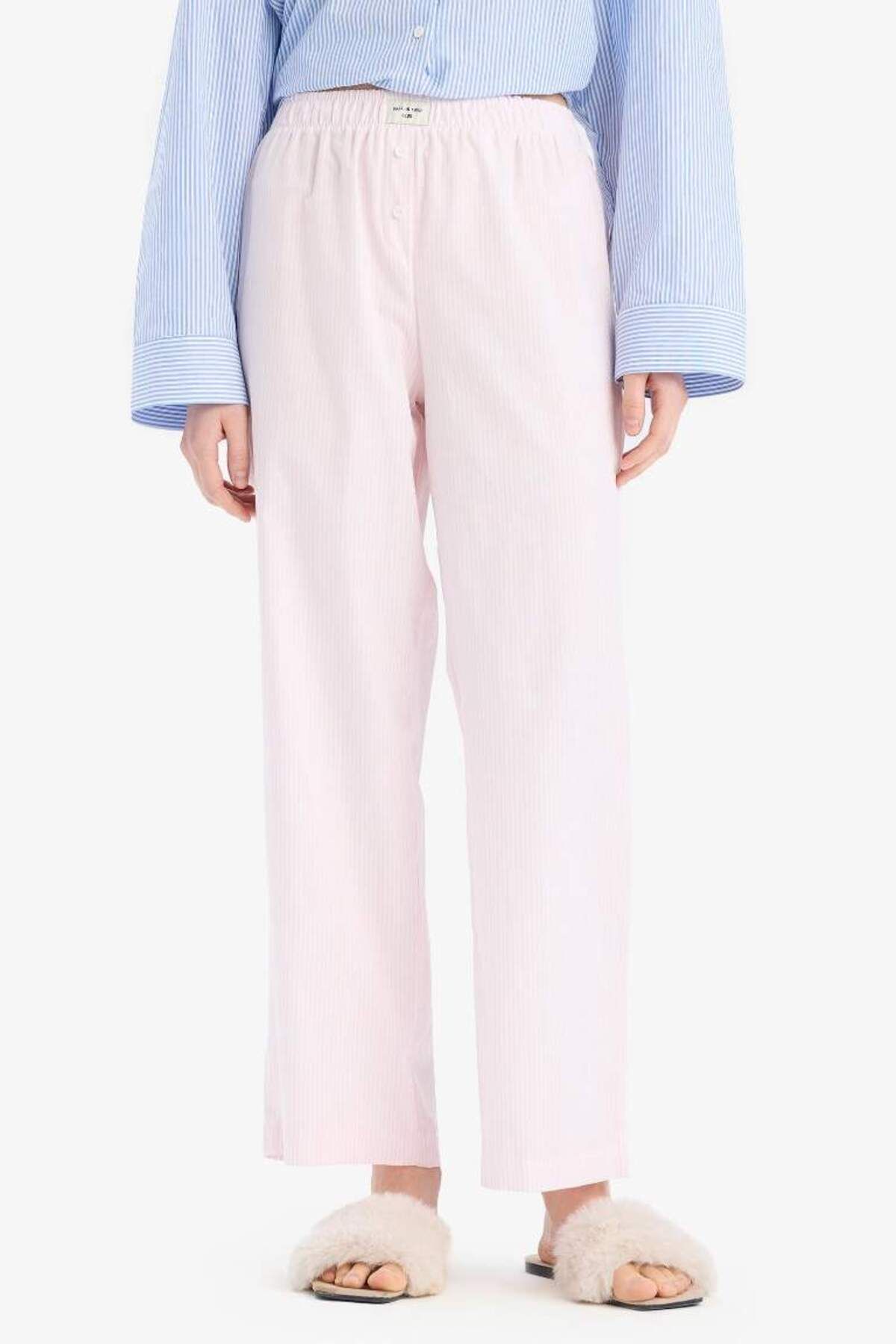 DeFacto Yeni Sezon Uzun Boy Poplin Pijama Altı-Fall in Love