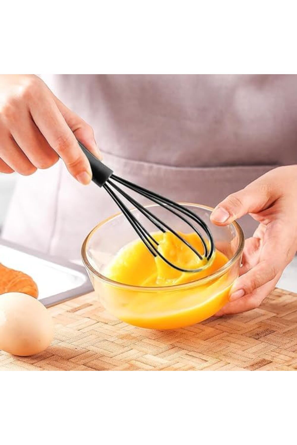 Mu Art Ahşap-Mrt Home Large Size Silicone Whisk, Silicone Whisk, Whisk for Eggs, Buttermilk and Pastry 2