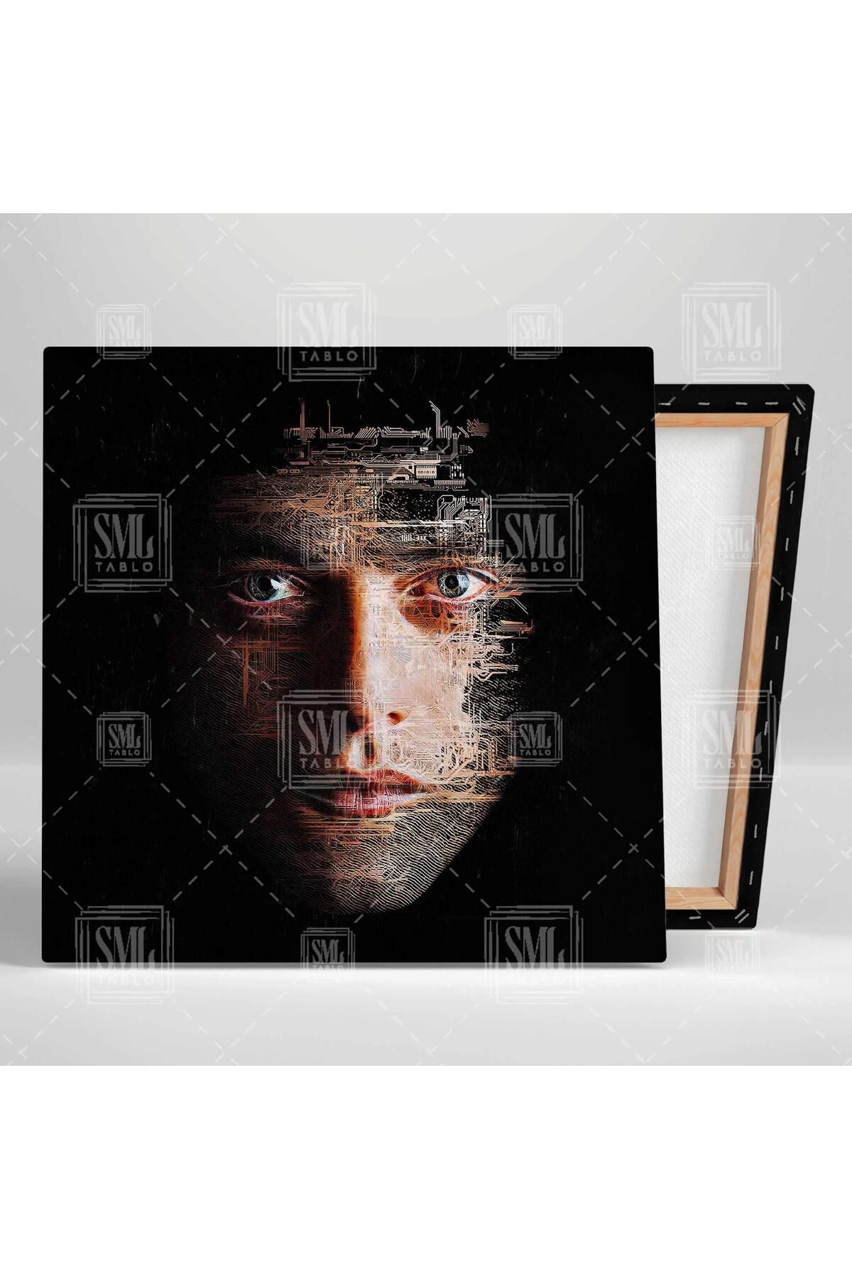 SML TABLO-Mr Robot Hacker Processor Ανταλλακτικά Υπολογιστών Πρόσωπο Σιλουέτα Τετράγωνο Πίνακας Καμβά 2