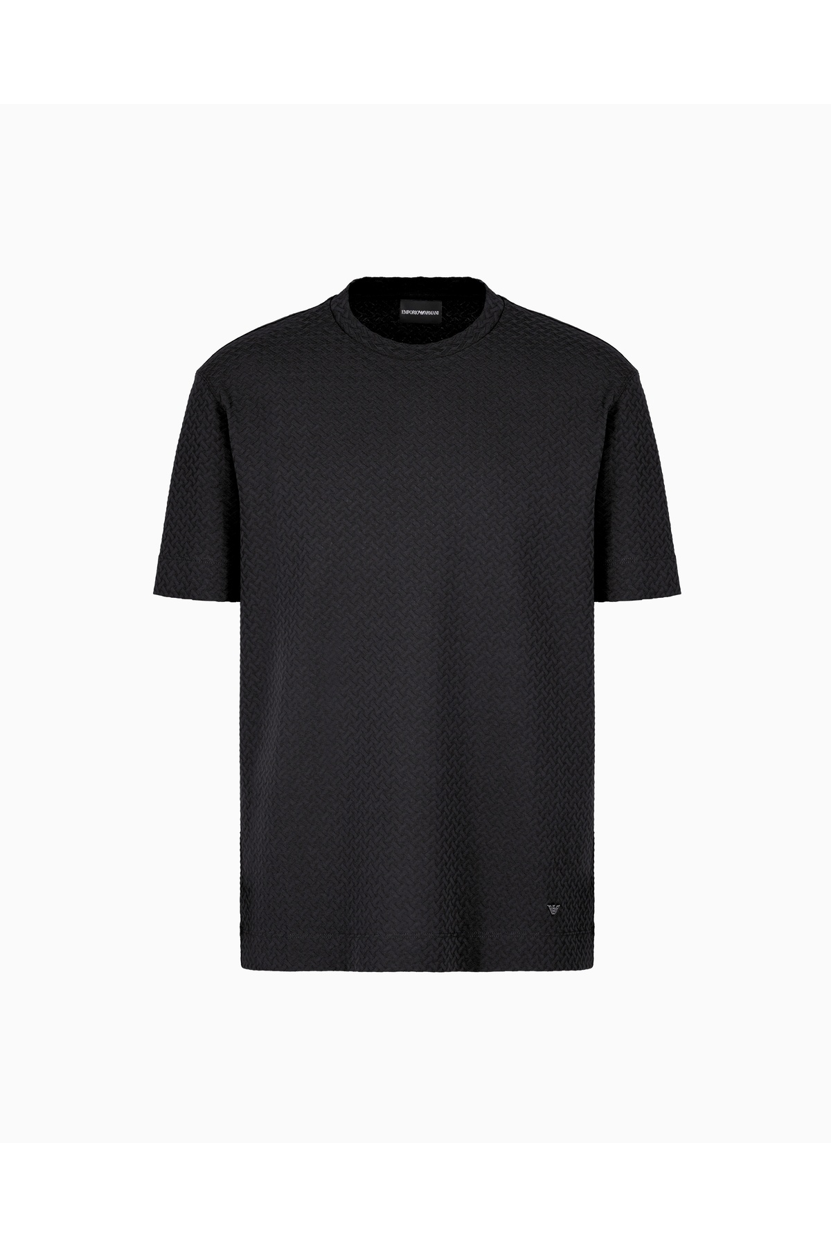 Emporio Armani-Men's Regular Fit Pure Cotton Jacquard Short Sleeve Black1 T-Shirt Em 001289   Af10762-Fc156 5