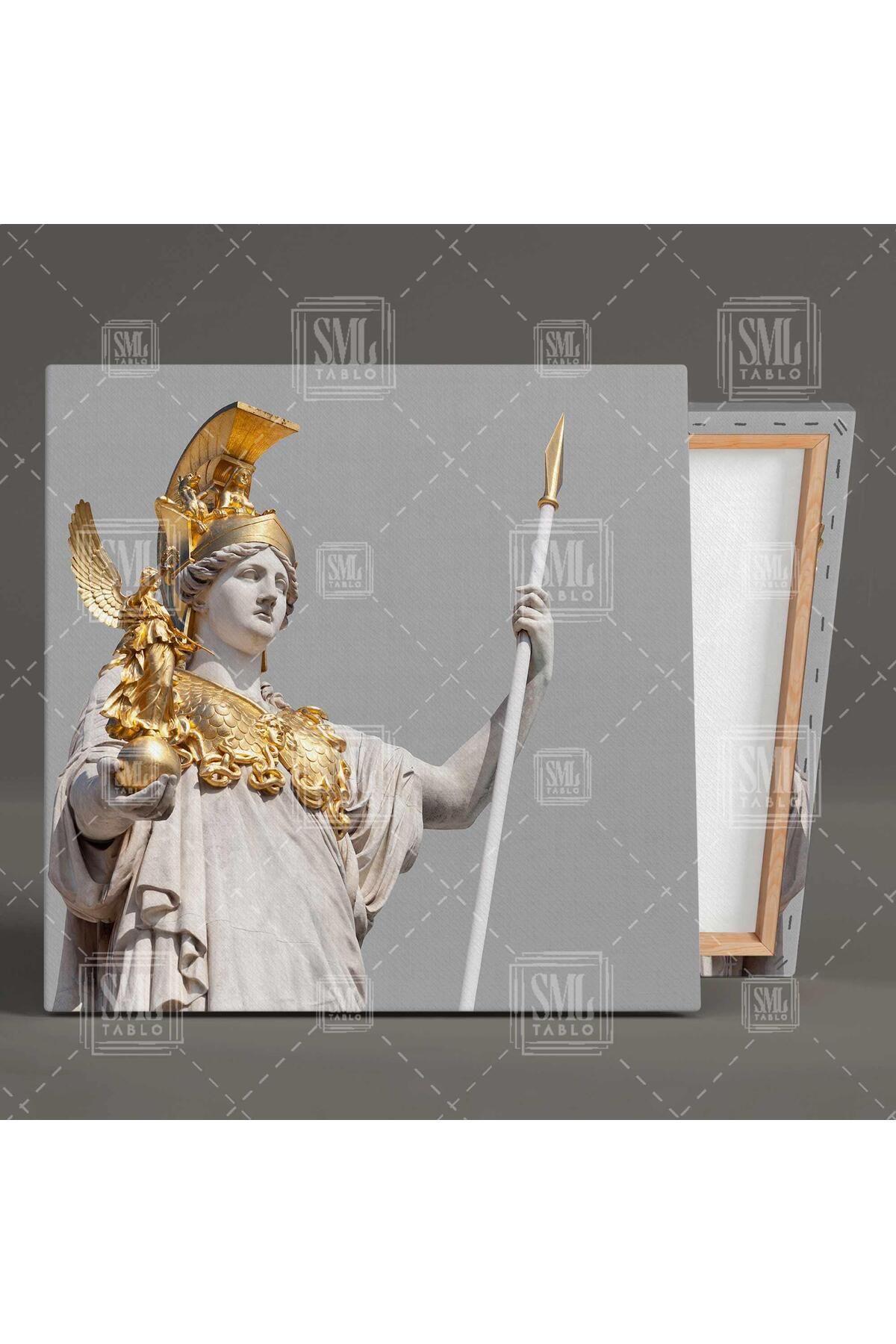 SML TABLO-Athena Goddess of Justice with Gold Armor Spear Greek Mythology Square Canvas Print 2