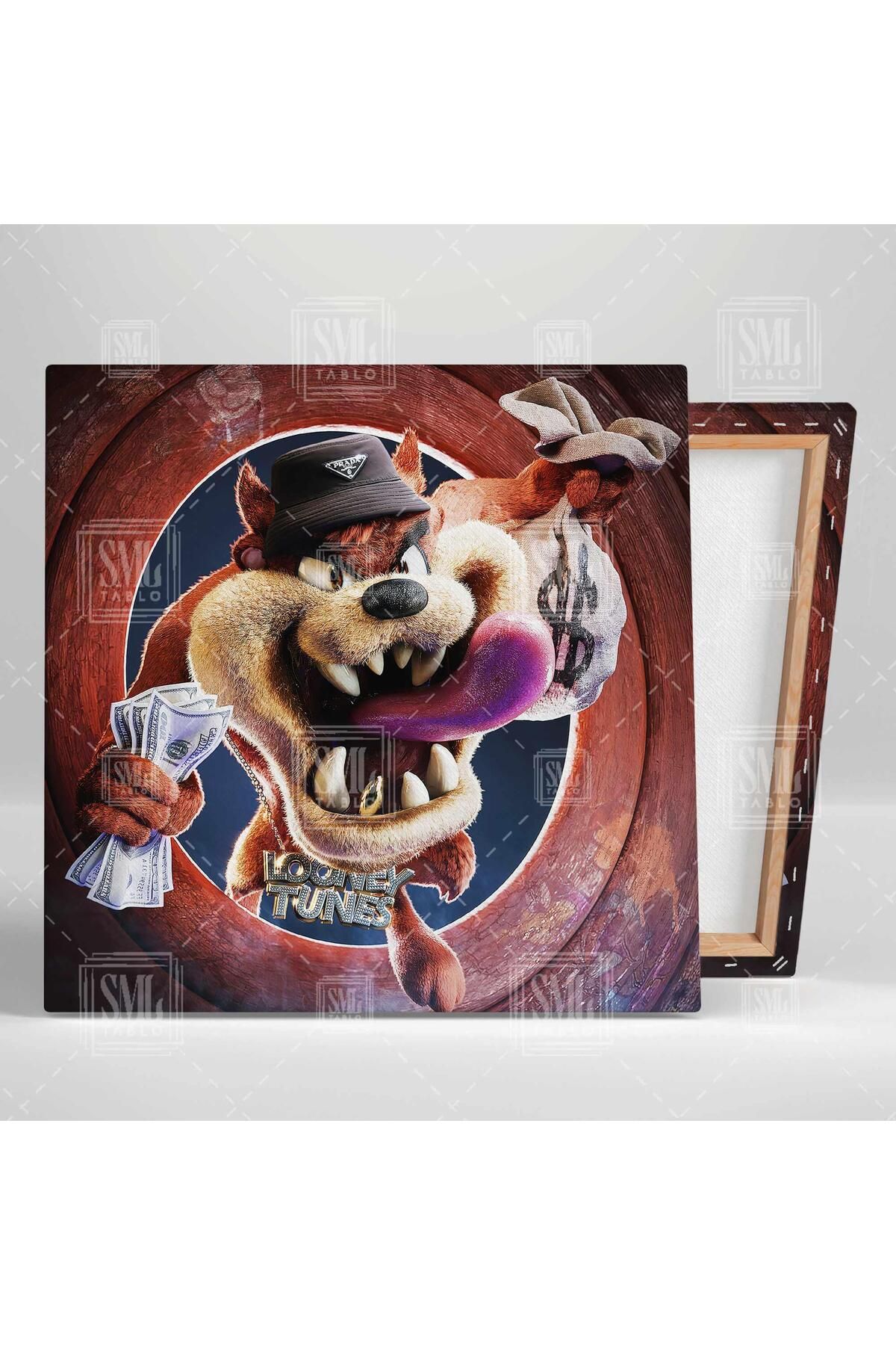 SML TABLO-Golden Gear Tasmanian Devil Square Canvas Print 2
