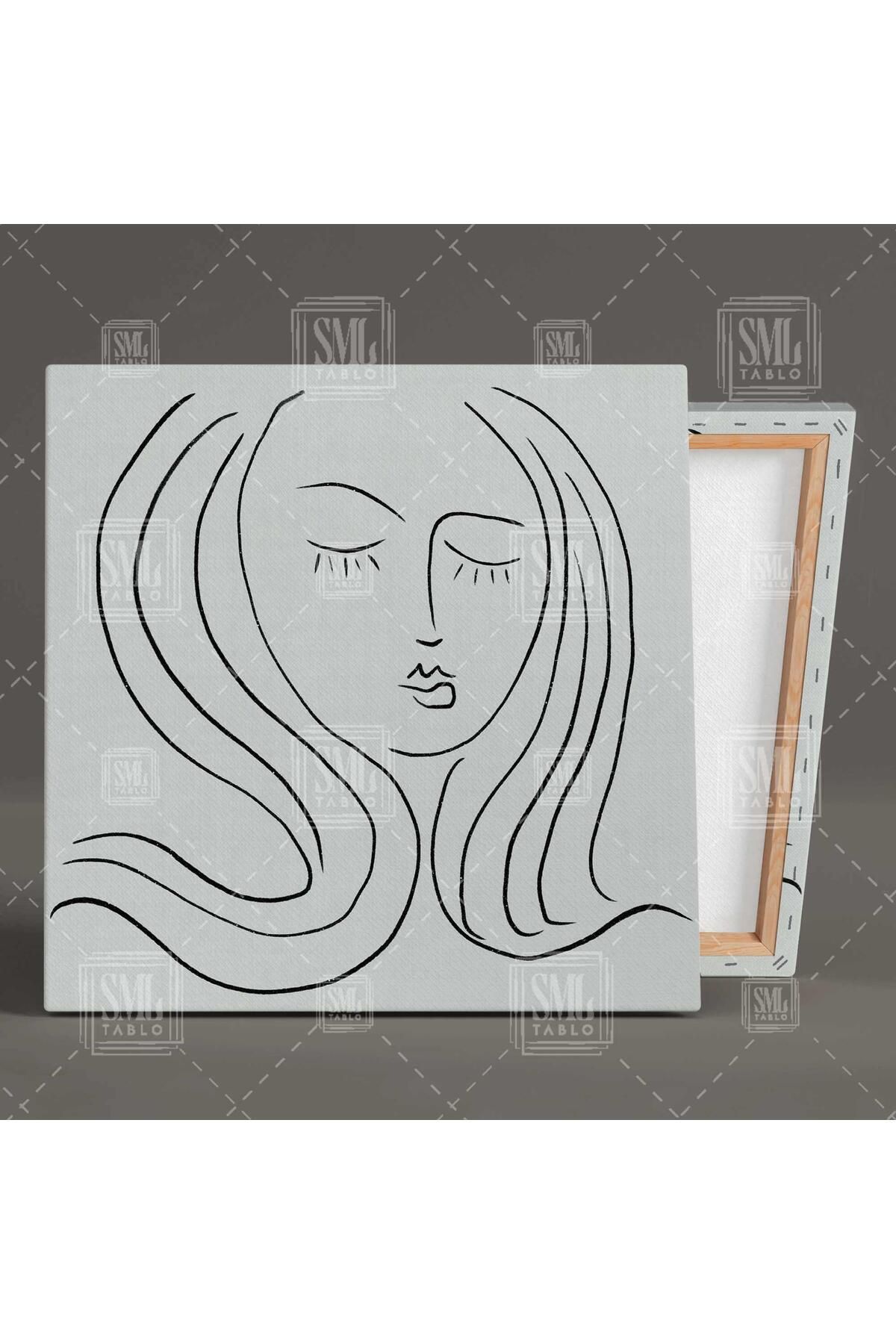 SML TABLO-Henri Matisse Eyes Closed Linear Portret de femeie Minimal Boho Canvas Square Canvas Print 2