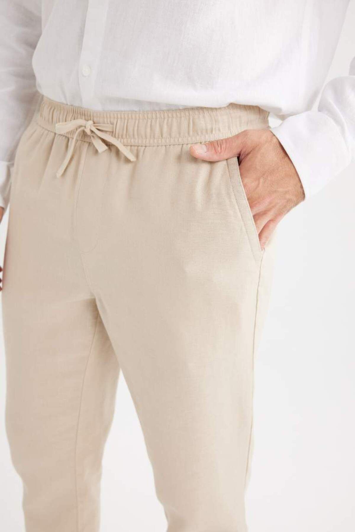 DeFacto-New Season Summer Jogger Linen Straight Leg Trousers 4