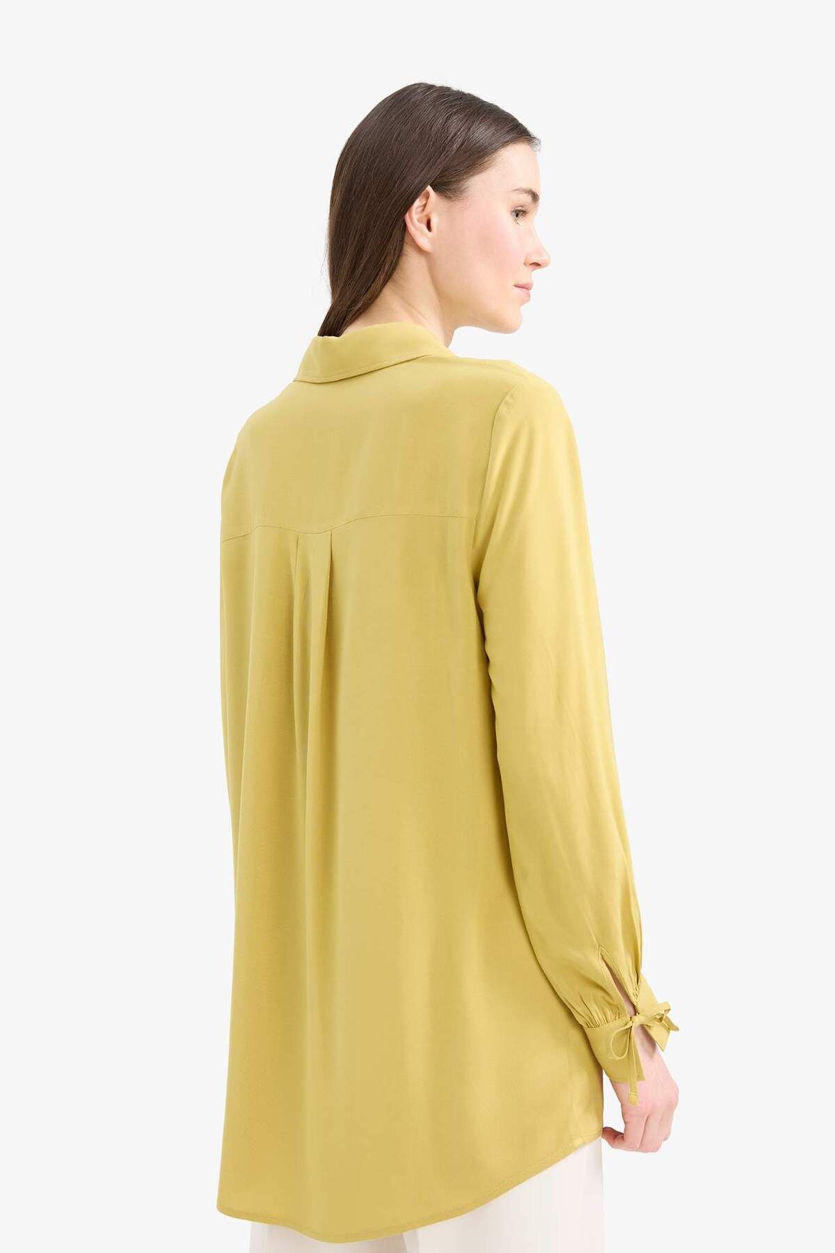 DeFacto-Regular Fit Basic Plain Viskose Langarmshirt Tunika D7352AX25SP 5
