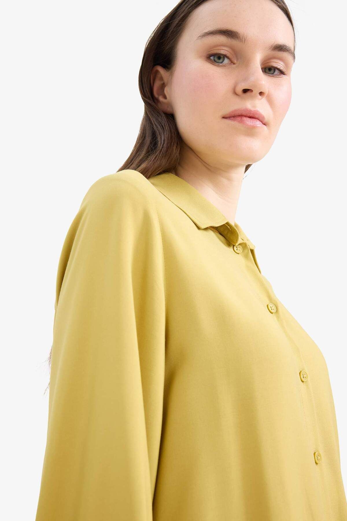 DeFacto-Regular Fit Basic Plain Viskose Langarmshirt Tunika D7352AX25SP 4
