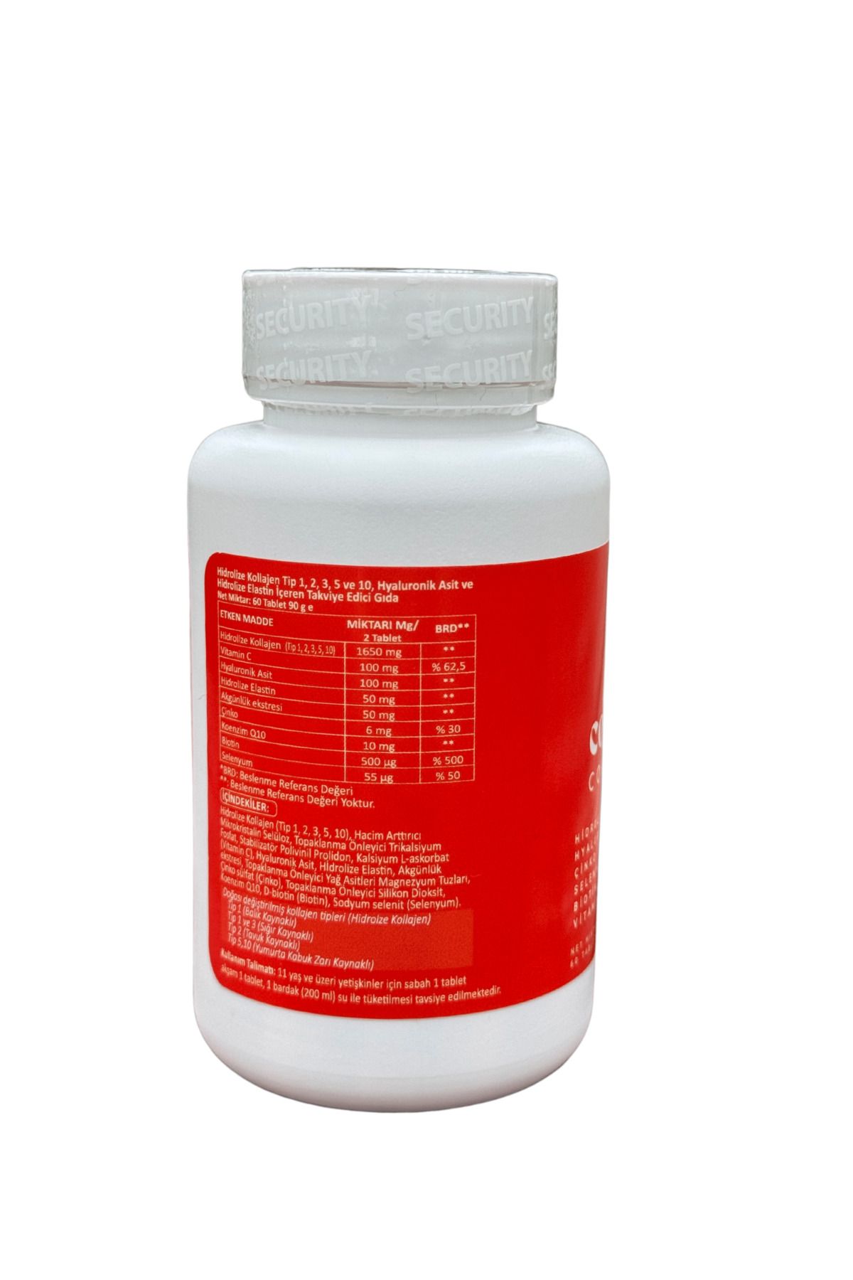 COMPLEMENT-Collagen Plus 60 Tablets - Number 1 2 3 5 10 Hydrolyzed Elastin Hyaluronic, Acid and Vitamin C Boost 6