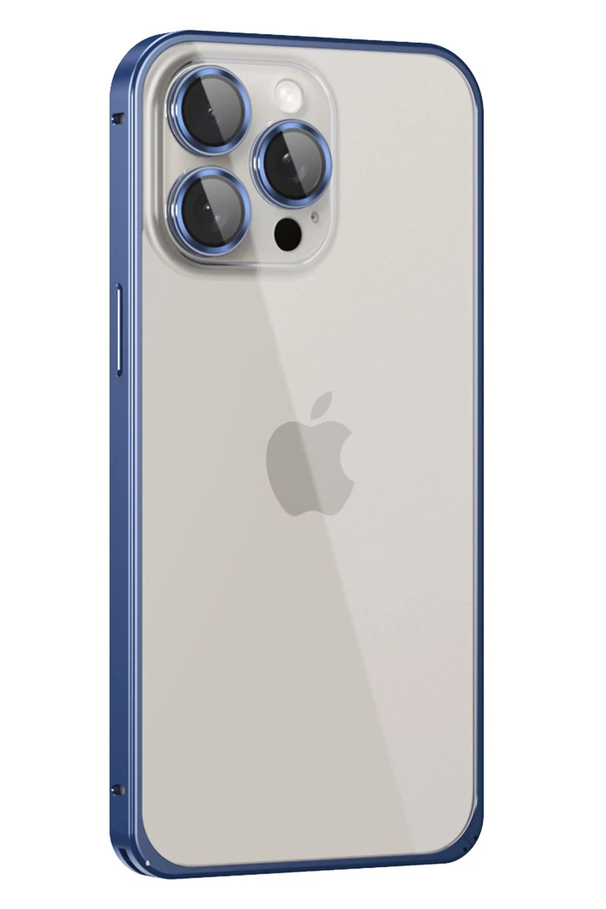 Joko iPhone 15 Pro Metal Bumper Mat Kapak - Lacivert SPTGL