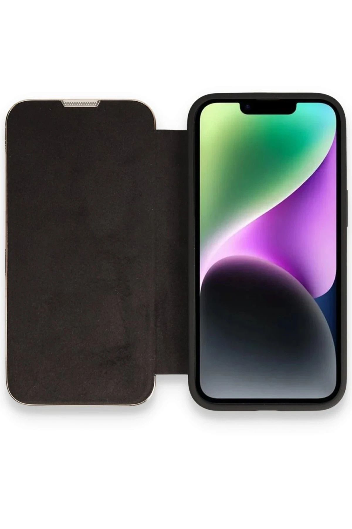 NewFace iPhone 14 Kılıf Dolpin Kapaklı - Siyah NRMSA