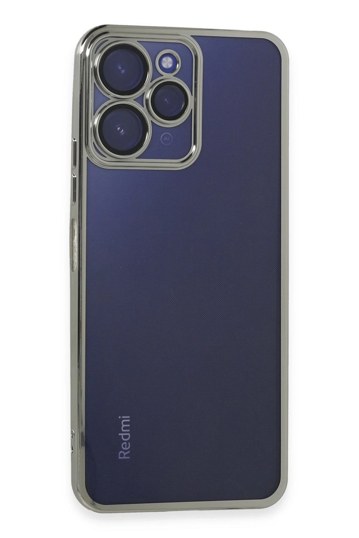 NewFace Xiaomi Redmi 12 Kılıf Lensli Silikon - Gümüş FLKRY