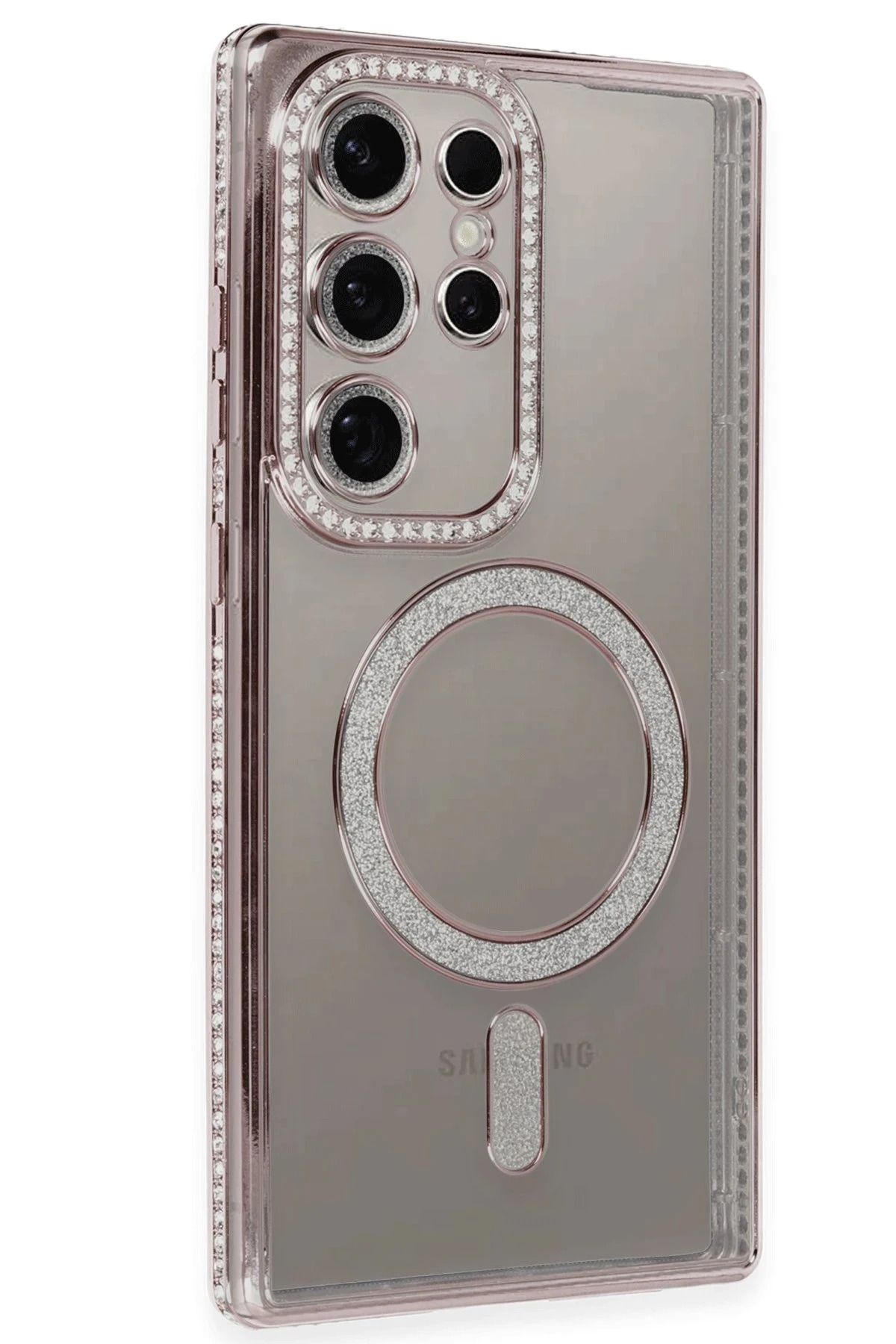 NewFace Samsung Galaxy S24 Ultra Kılıf Joke Simli Magneticsafe Kılıf - Pembe HNZRN