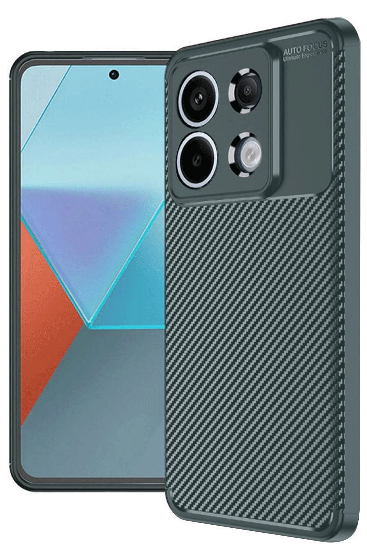 NewFace Xiaomi Redmi Note 13 Pro 4G Kılıf Auto Focus Karbon Kapak - Koyu Yeşil YNSMR
