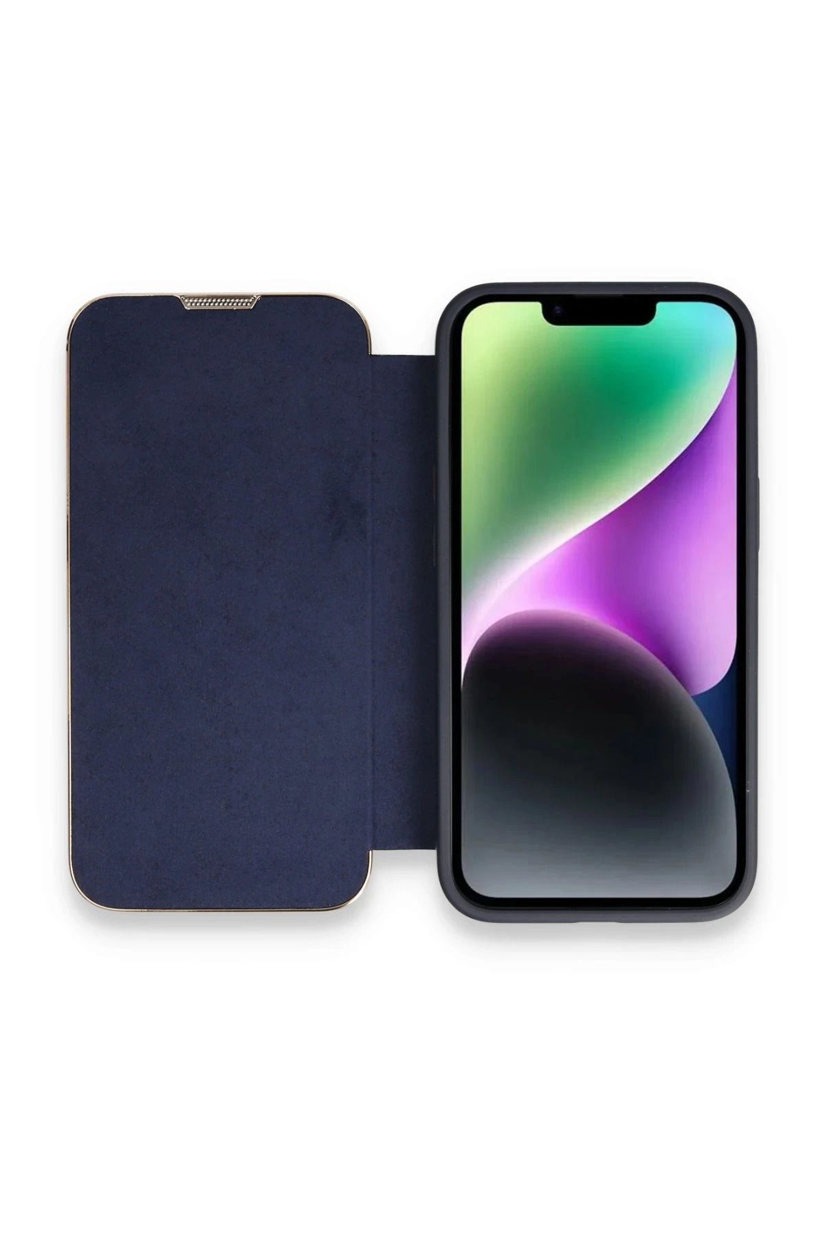 NewFace iPhone 13 Pro Max Kılıf Dolpin Kapaklı - Lacivert JOJUA