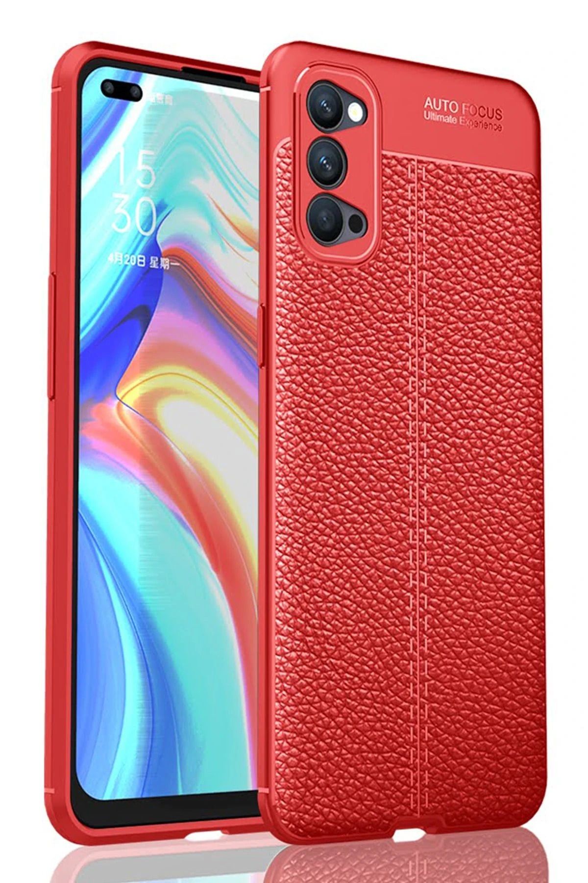 NewFace Reno 4 Kılıf Auto Focus Kapak - Kırmızı JOJUA