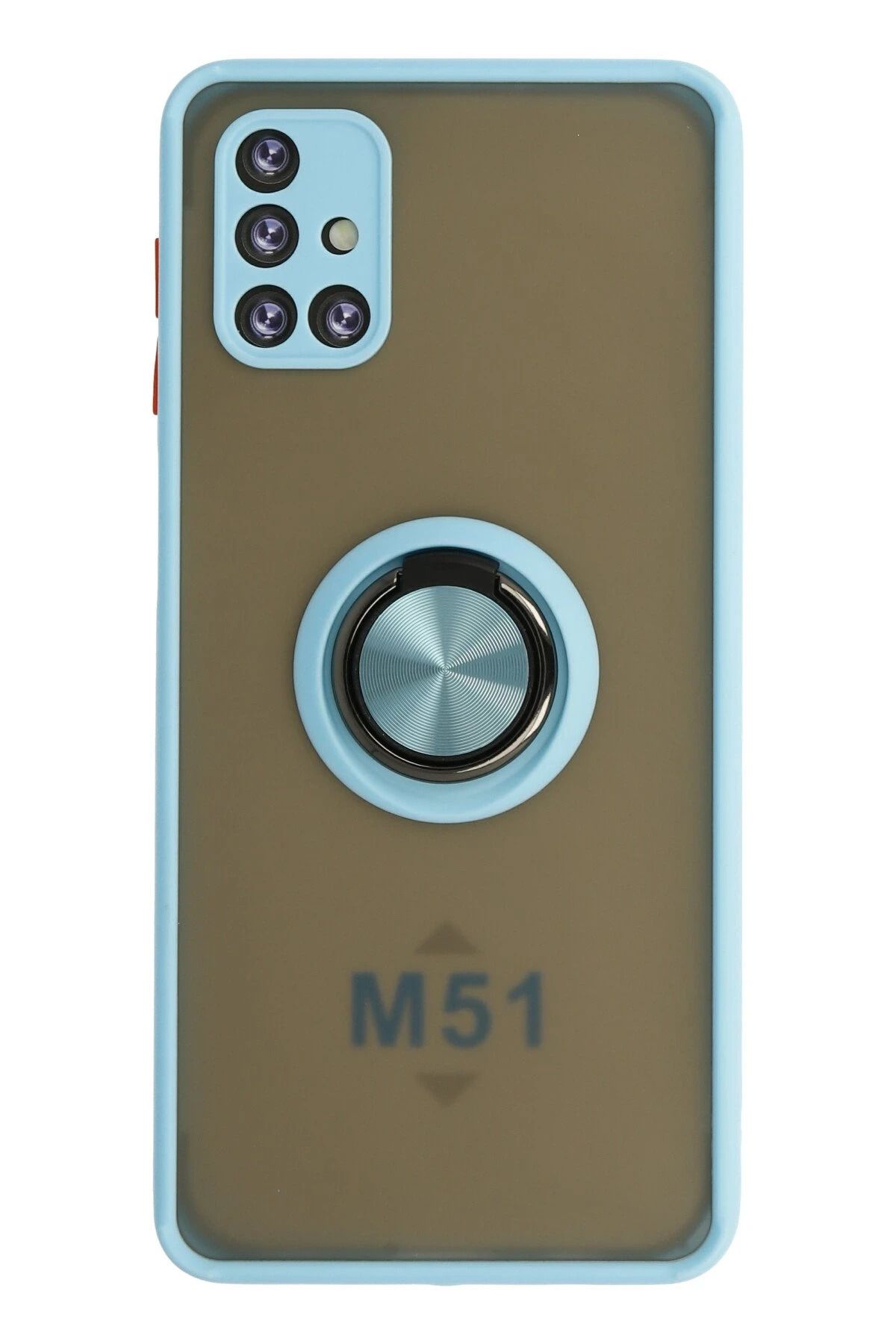 NewFace Samsung Galaxy M51 Kılıf Montreal Yüzüklü Silikon Kapak - Buz Mavi HNZRN