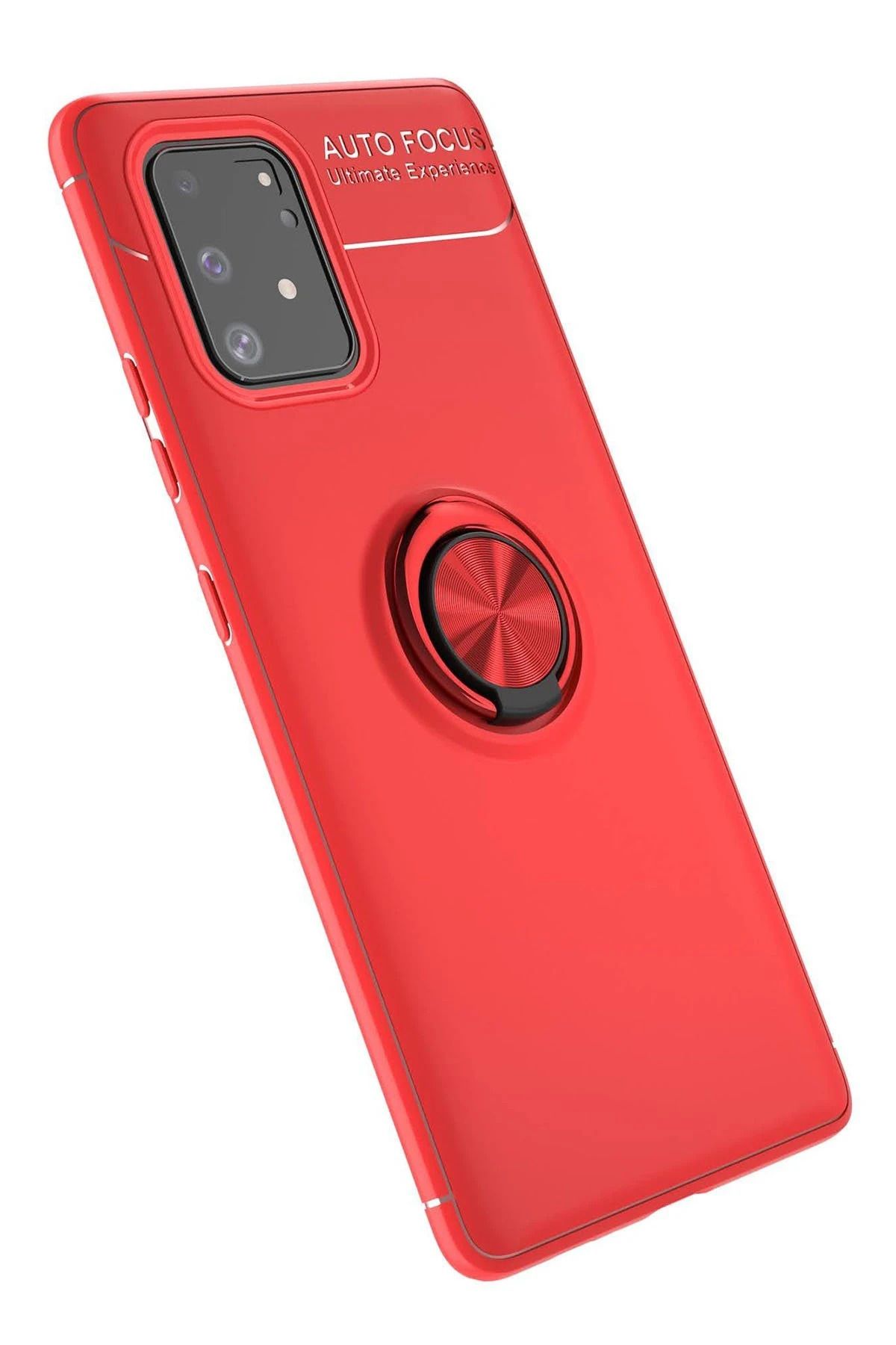 NewFace Samsung Galaxy A91 / S10 Lite Kılıf Range Yüzüklü Silikon - Kırmızı JOJUA