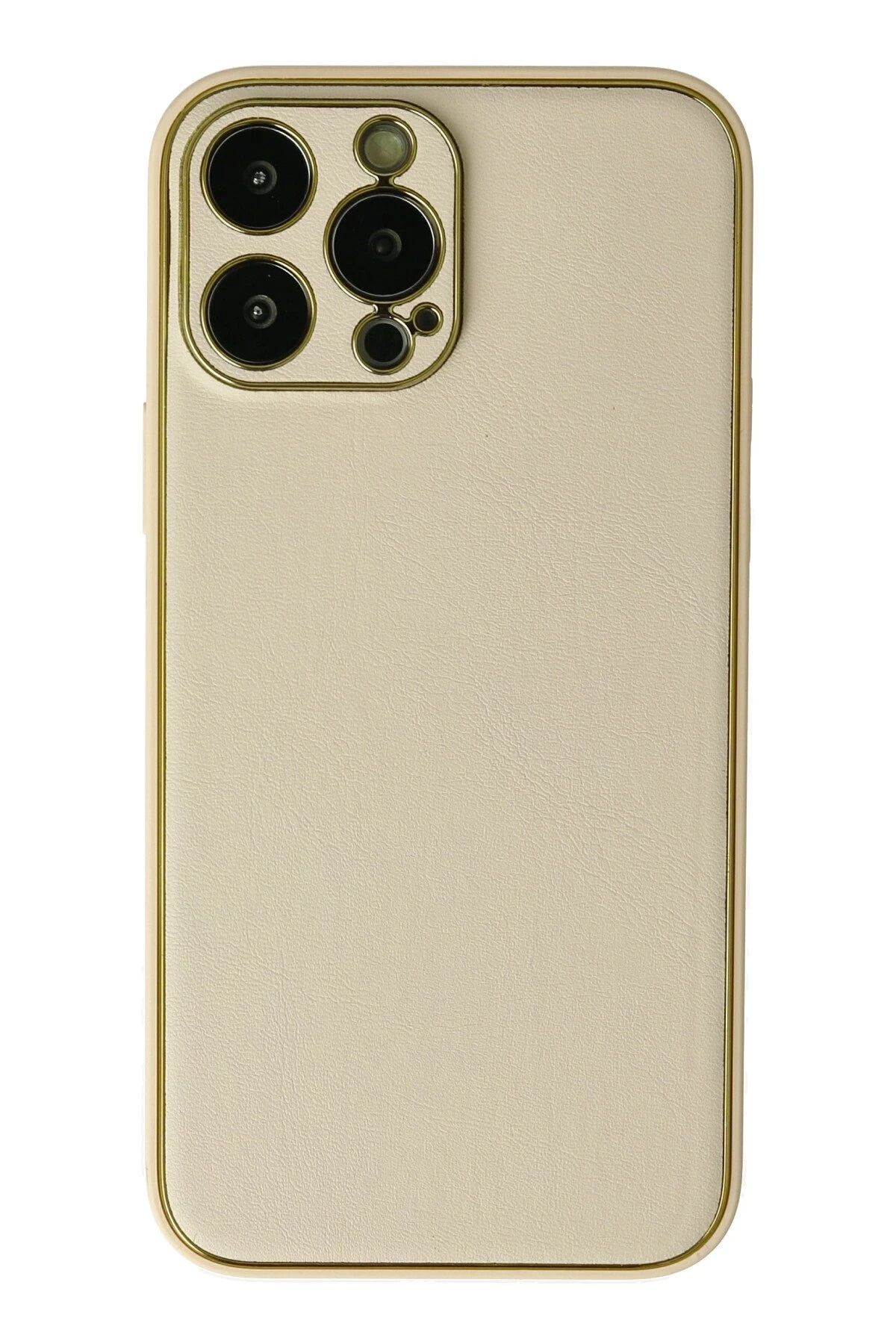 NewFace iPhone 13 Pro Kılıf Coco Deri Silikon Kapak - Gold FLKRY