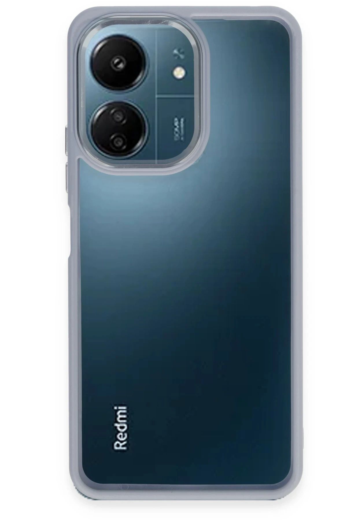 cepmoda REDMİ 13C / POCO C65 - Yanları Renkli Arkası Şeffaf Kamera Çıkıntılı Kılıf - SİERRABLUE