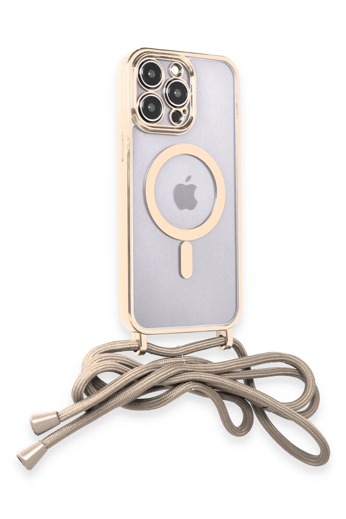 cepmoda iPhonE 14 PRO | DiVO Taşıma iP Askılı Lazer Magsafe Silikon Telefon Kılıfı | GOLD
