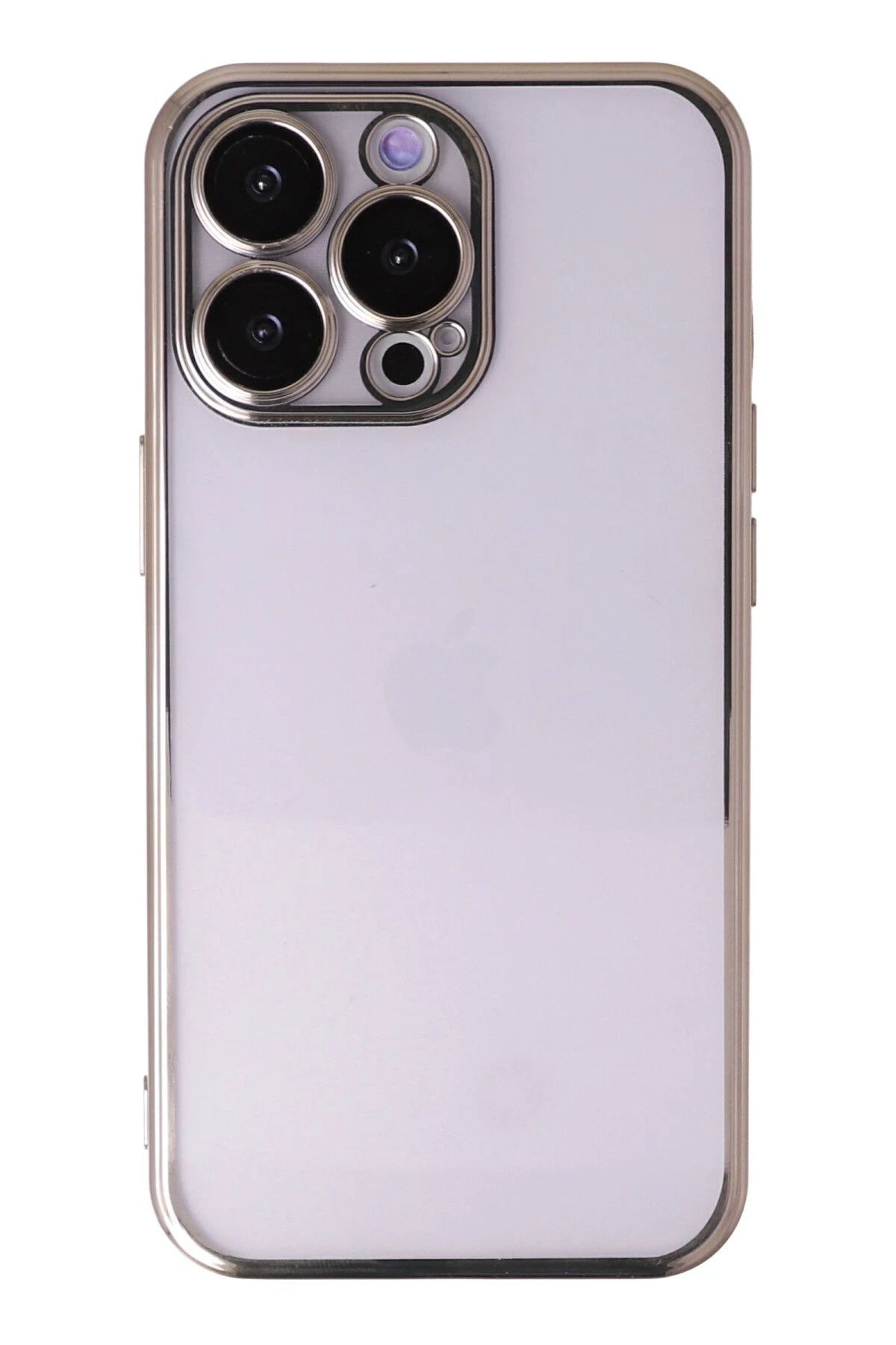 NewFace iPhone 13 Pro Max Kılıf Lensli Silikon - Gold NRMSA