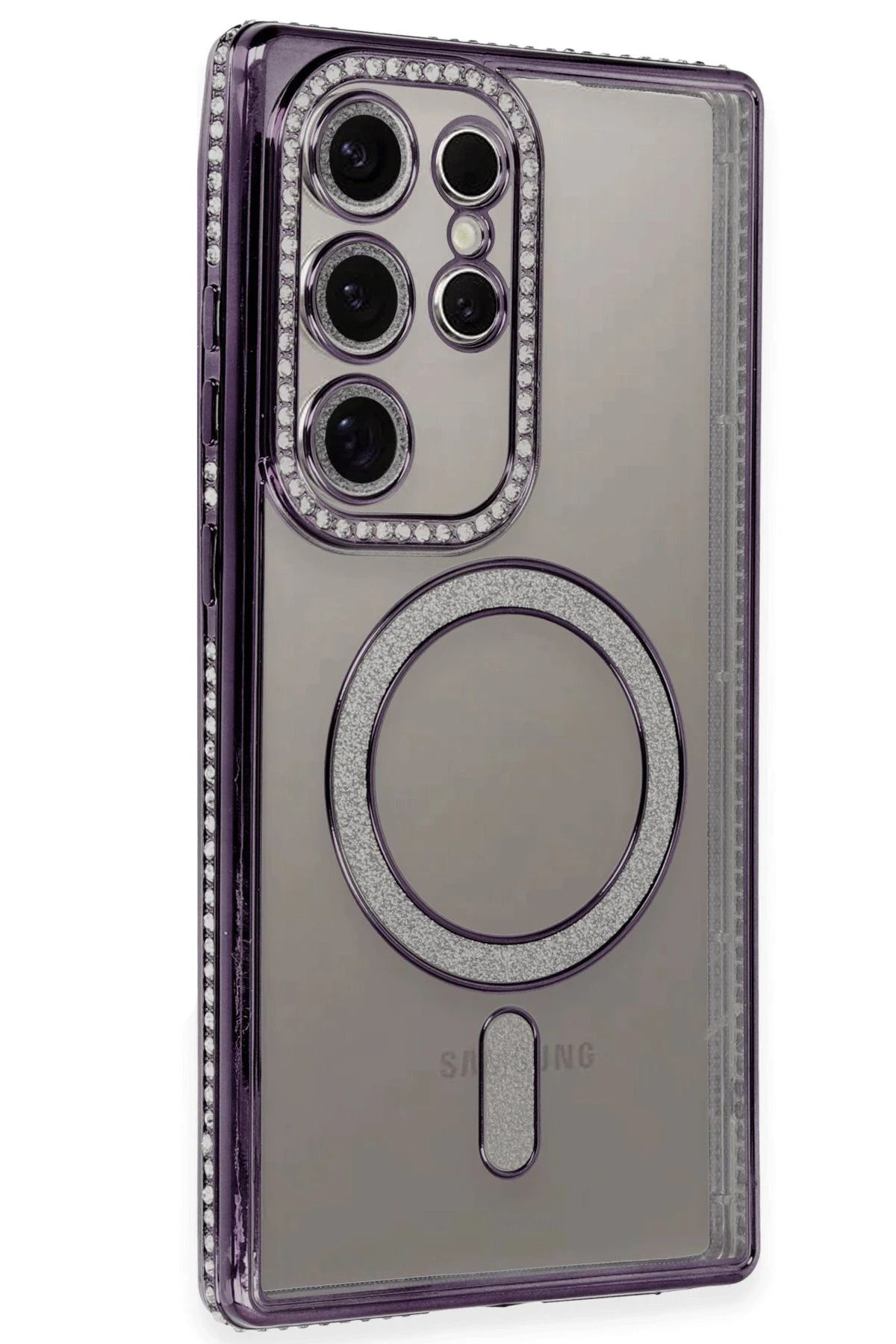NewFace Samsung Galaxy S24 Ultra Kılıf Joke Simli Magneticsafe Kılıf - Derin Mor HNZRN