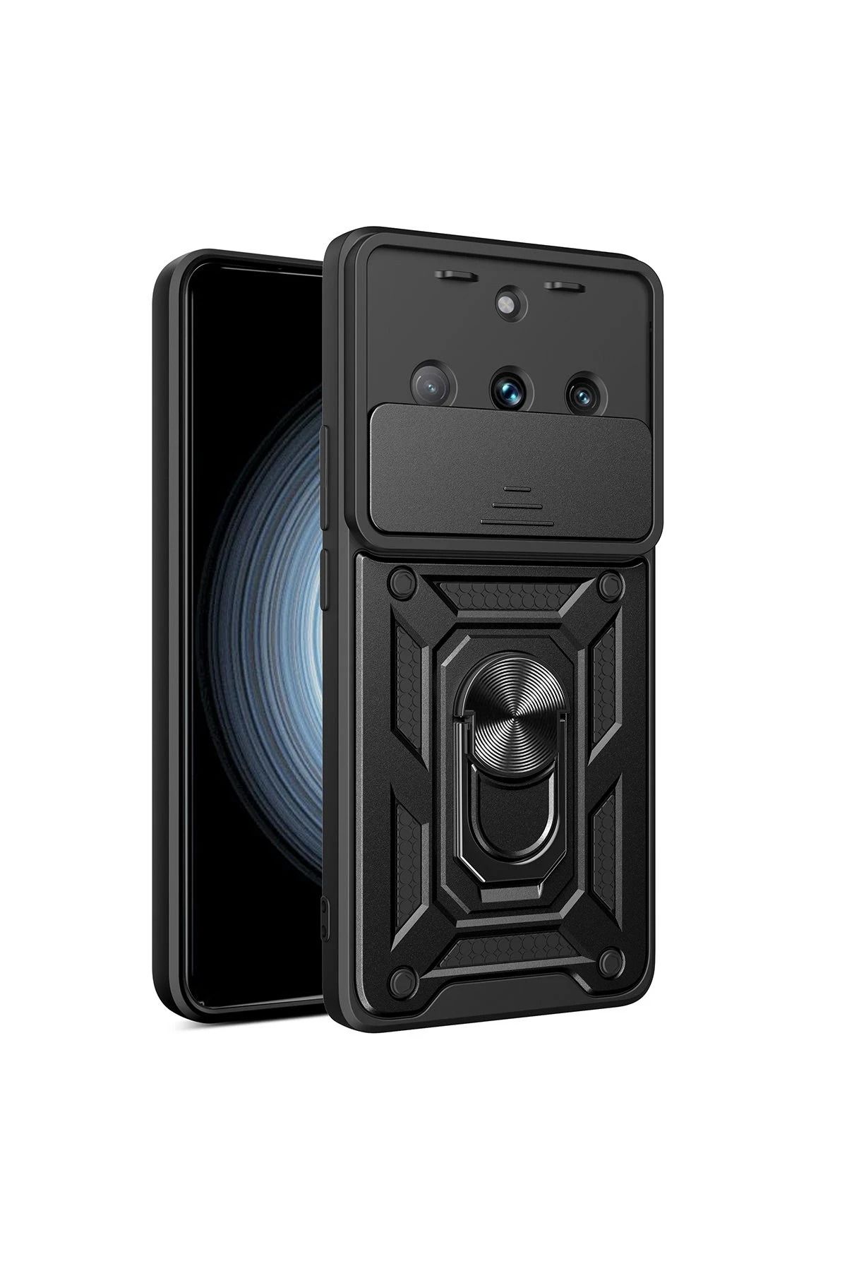 NewFace Realme 11 Pro Kılıf Pars Lens Yüzüklü Silikon - Siyah JOJUA