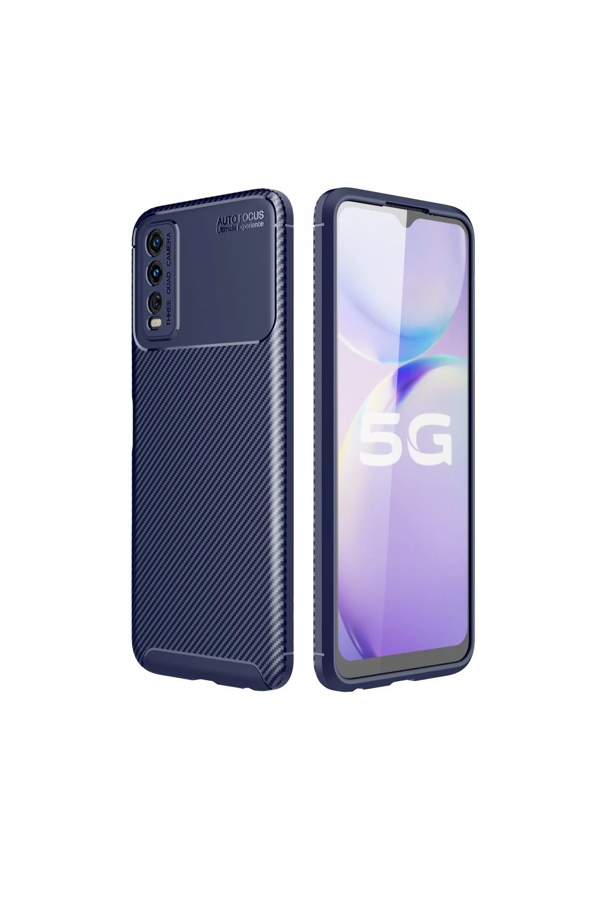 NewFace Vivo Y11S Kılıf Auto Focus Karbon Kapak - Lacivert INSLM