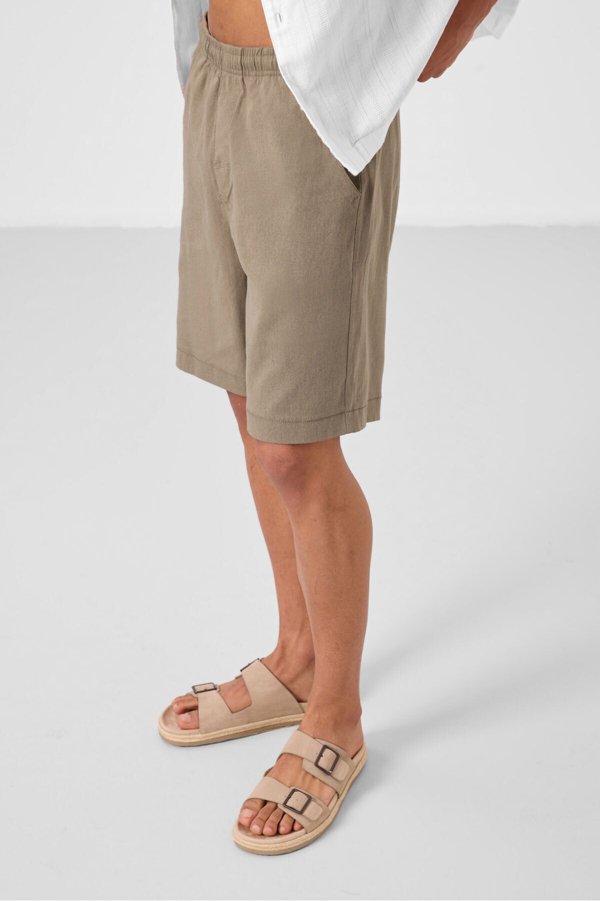 TOMMY LIFE-Camel Standard Fit Woven Lightweight Flexible Chino Men's Shorts - 81293 6