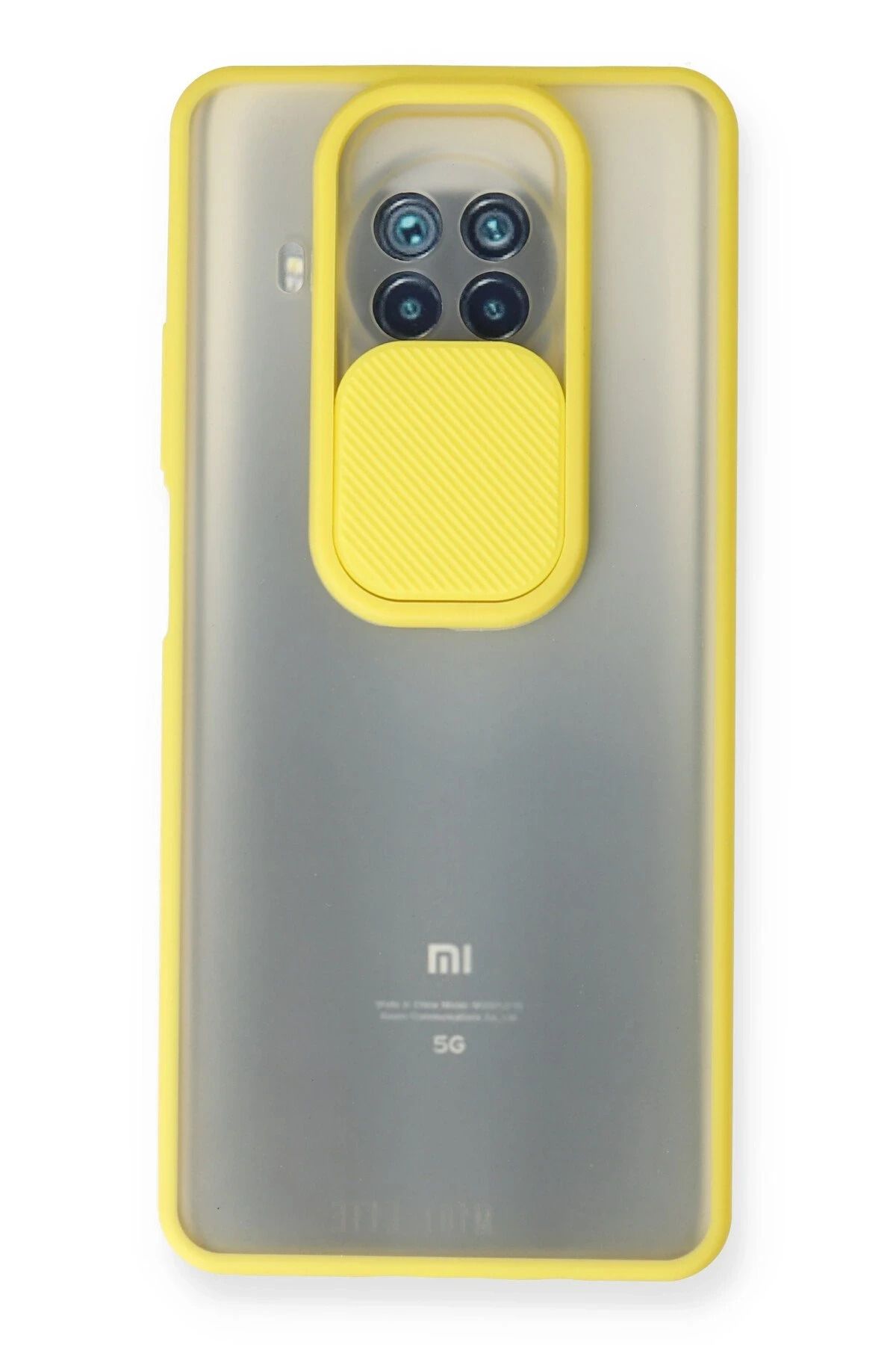 NewFace Xiaomi Mi 10T Lite Kılıf Palm Buzlu Kamera Sürgülü Silikon - Sarı BSTMY