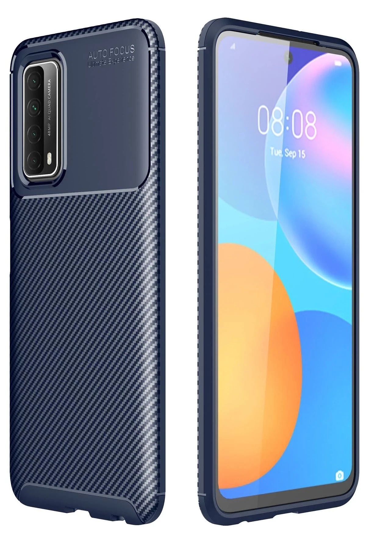NewFace Huawei P Smart 2021 Kılıf Auto Focus Karbon Kapak - Lacivert JOJUA